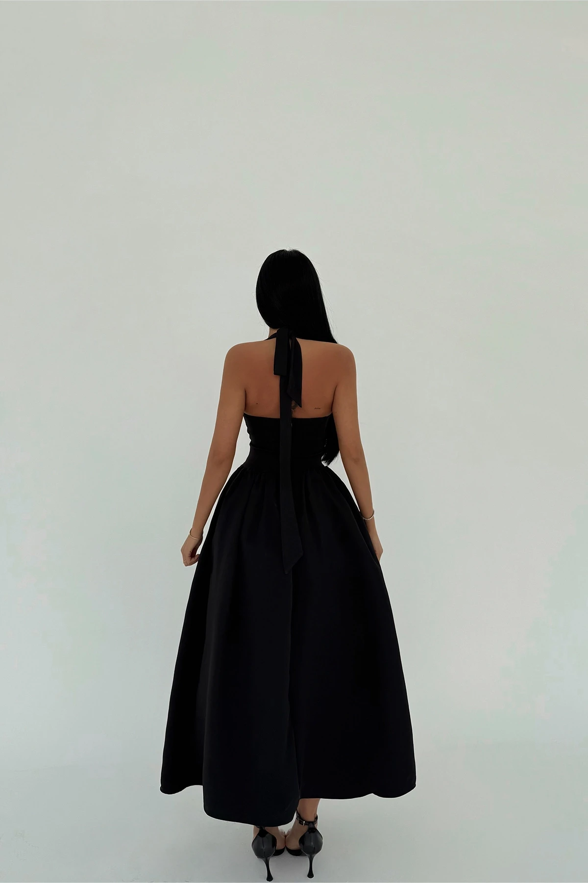 Picture of Black Ballerina Pearl Bow Detail Dress