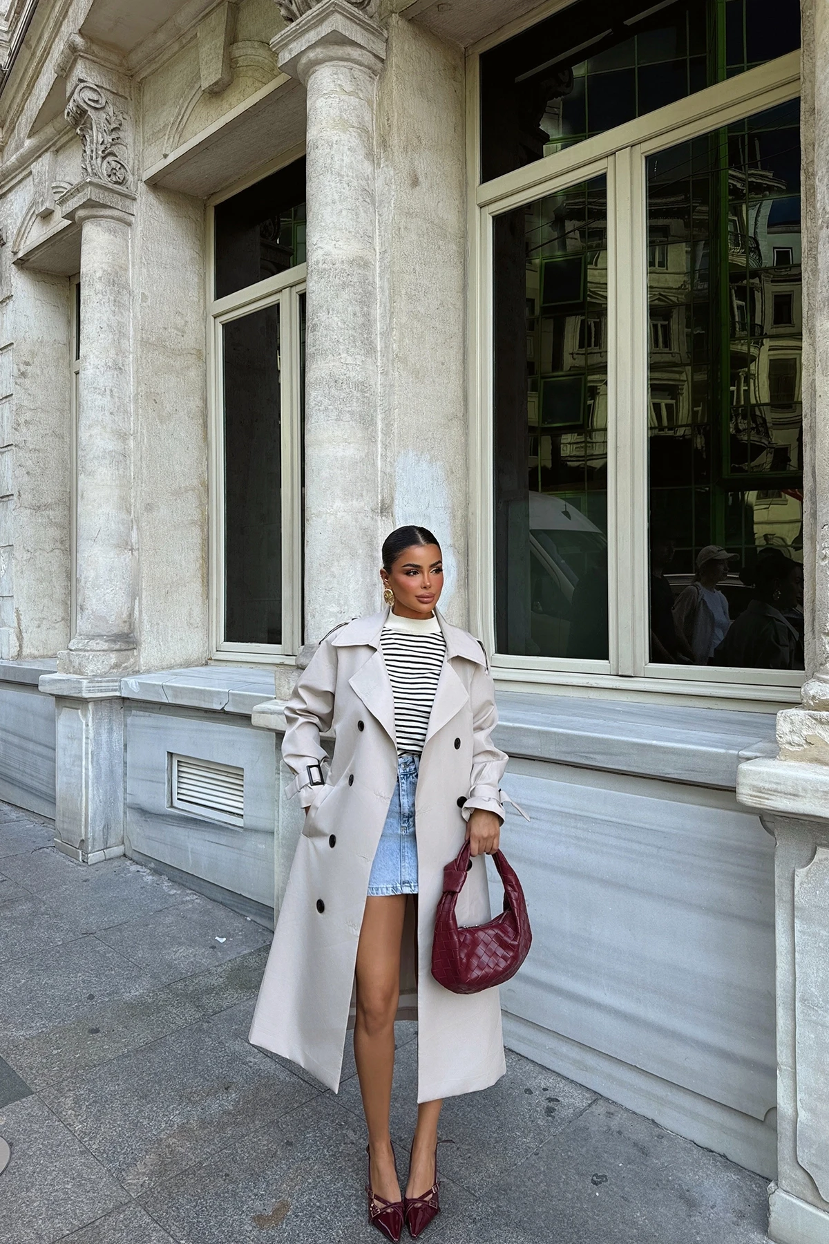Picture of Stone Sleeves Belted Trench Coat