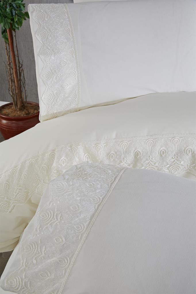 Picture of Fransız Dantelli Mahinur Çeyizlik Nevresim Takımı Krem