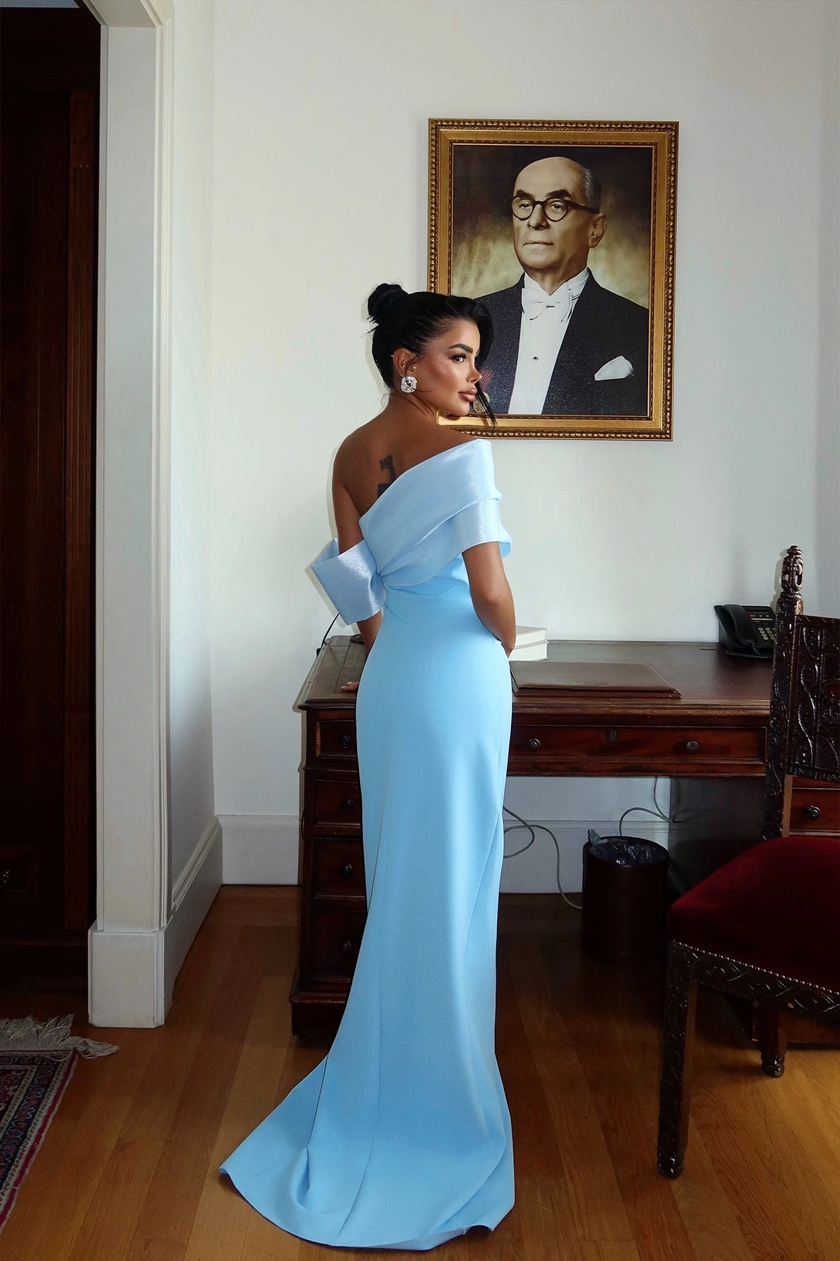 Picture of Blue Strapless Long Evening Dress
