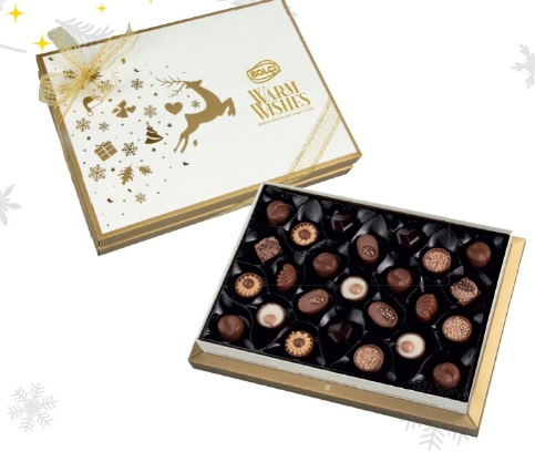 Picture of ASSORTED CHOCOLATE PRALINES CHRISTMAS DIAMOND BOX 285g