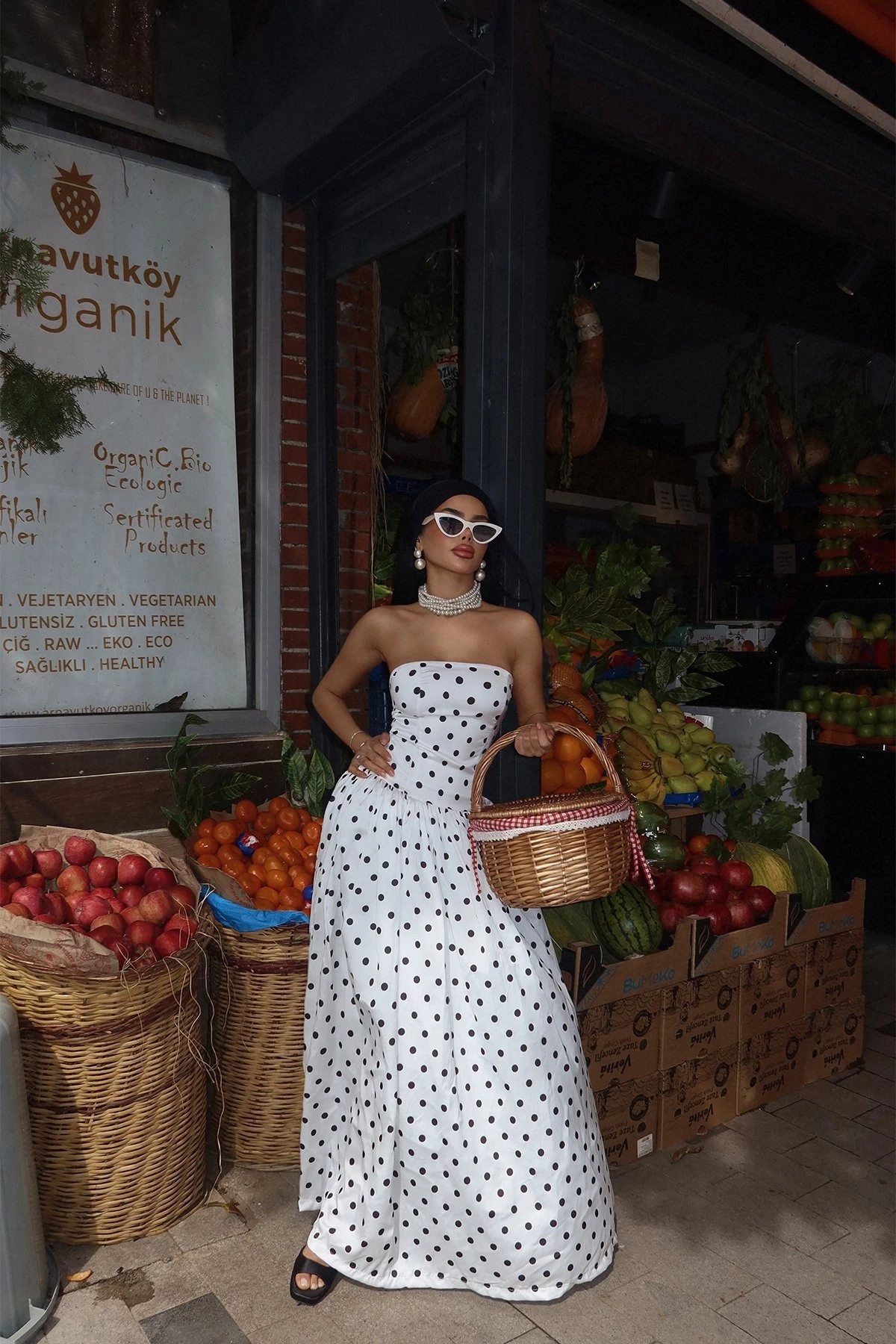Picture of White Tara Polka Dot Long Dress