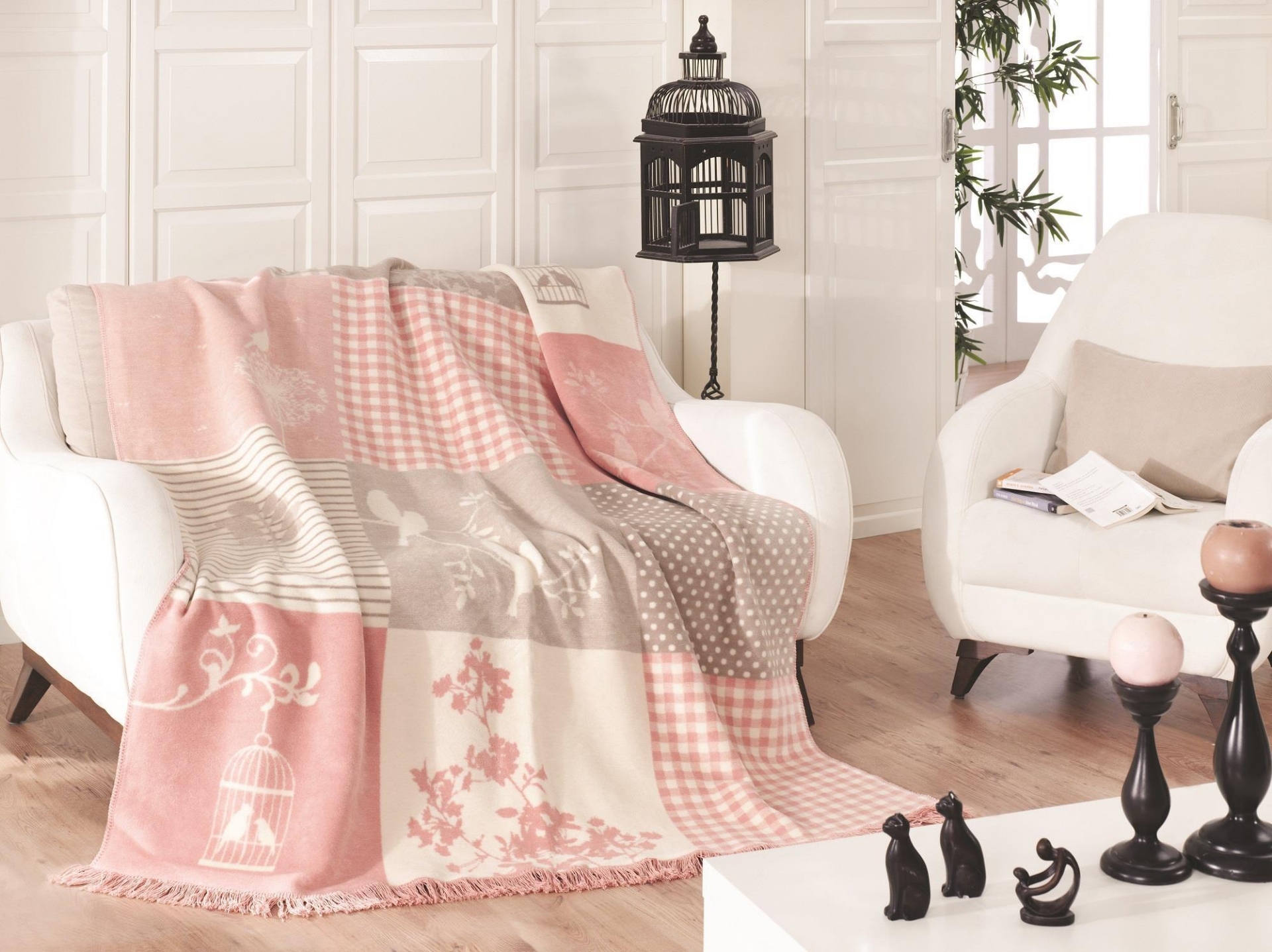 Picture of Aksu Çift Kişilik Pamuklu Çift Taraflı Battaniye 180x220 Rene