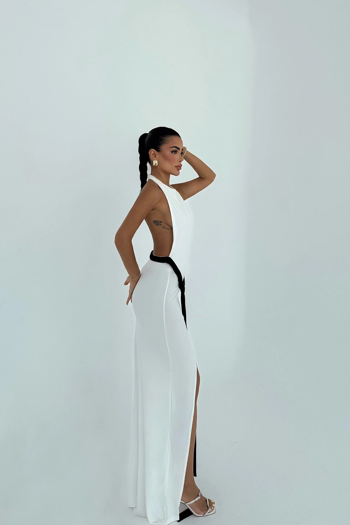 Picture of White Front Tie Long Dress