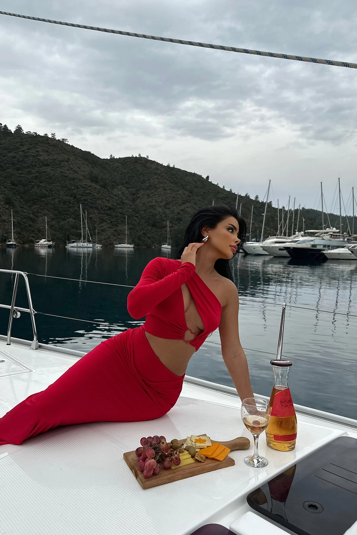 Picture of Red Aria Dress With Heart Accessory Detail