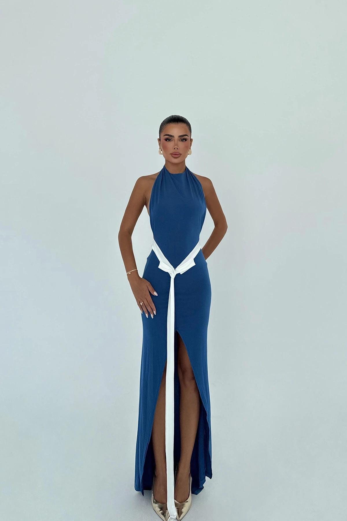 Picture of Indigo Front Tie Long Dress