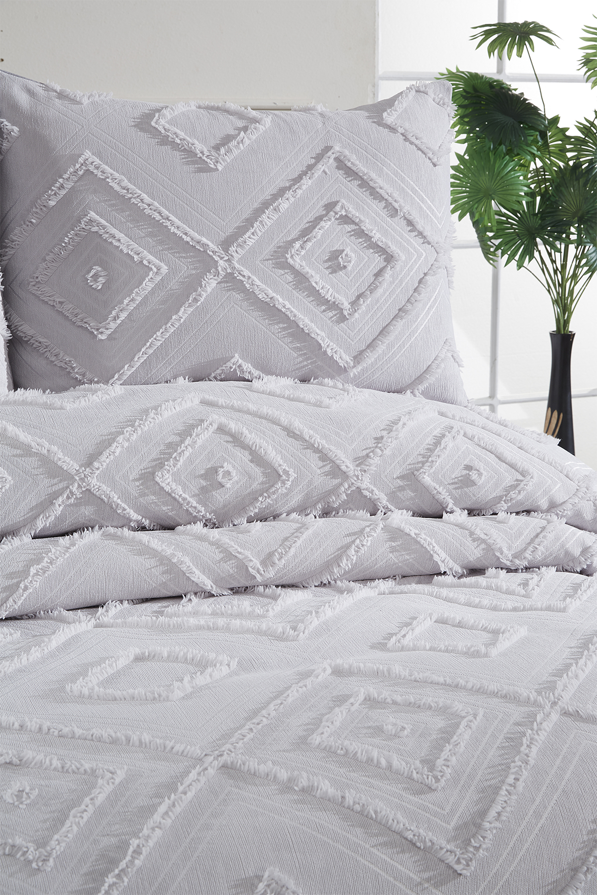 Picture of Çeyiz Diyarı Samira 3 Parça Çift Kişilik Pike Takımı Gri