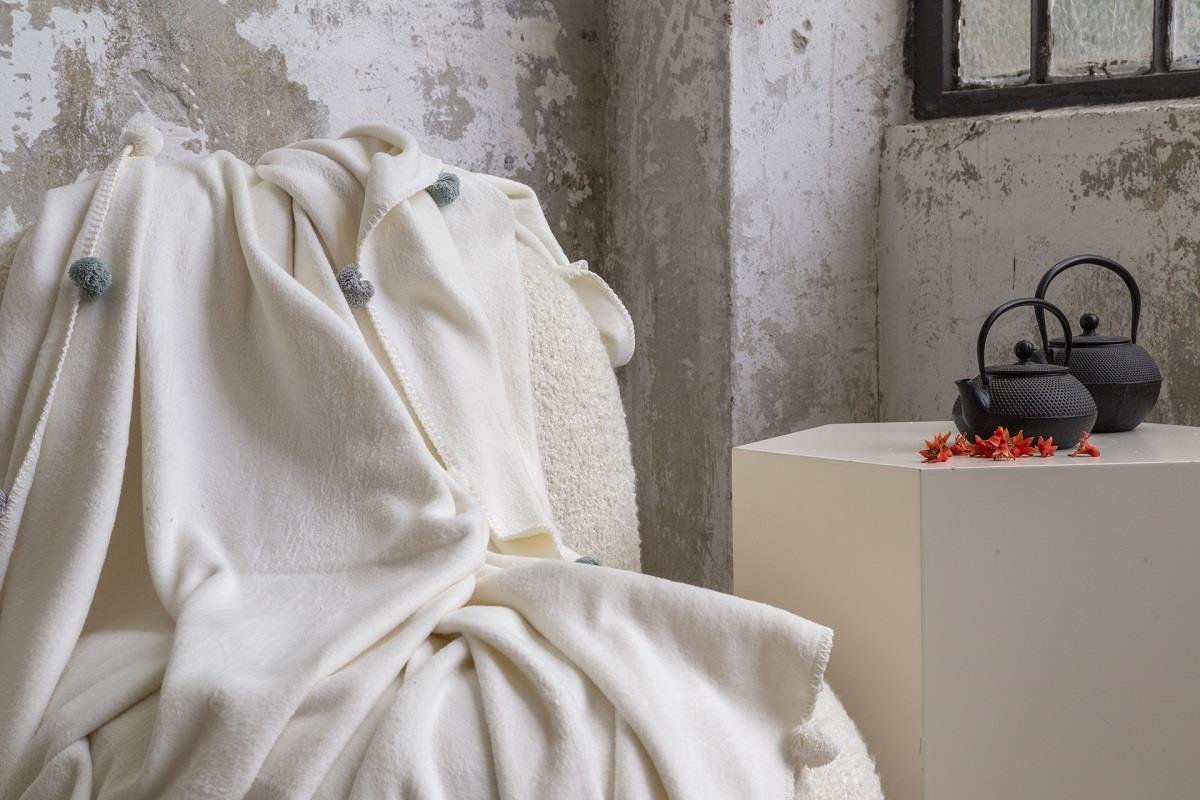 Picture of Dolce Bonita Home Tek Kişilik Ponponlu Pike Battaniye 150x200 Krem