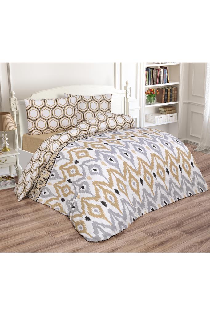 Picture of Çeyiz Diyarı Viona Çift Kişilik Lastikli Çarşaflı Nevresim Takımı Kahverengi