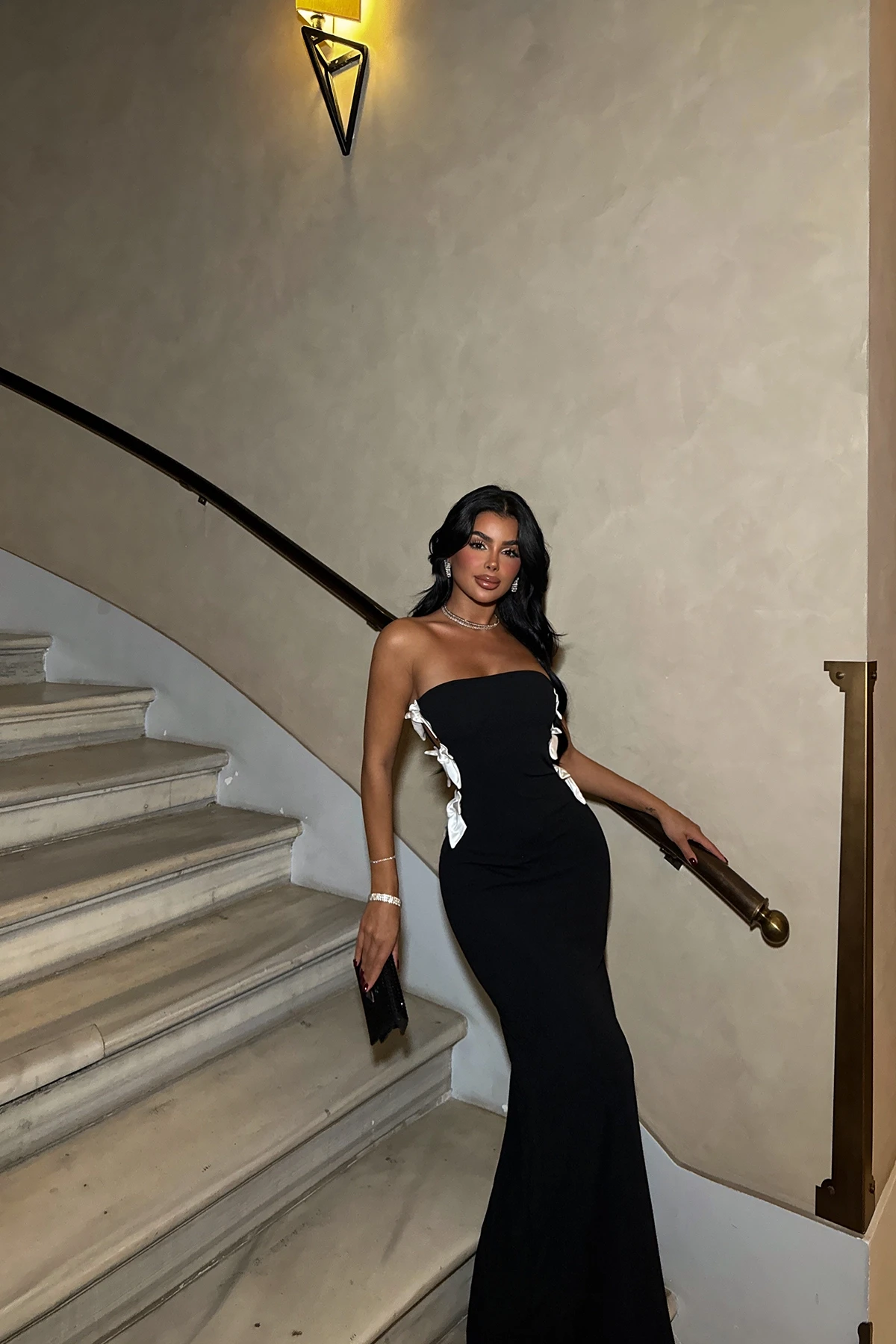 Picture of Black Bow Detail Long Dress