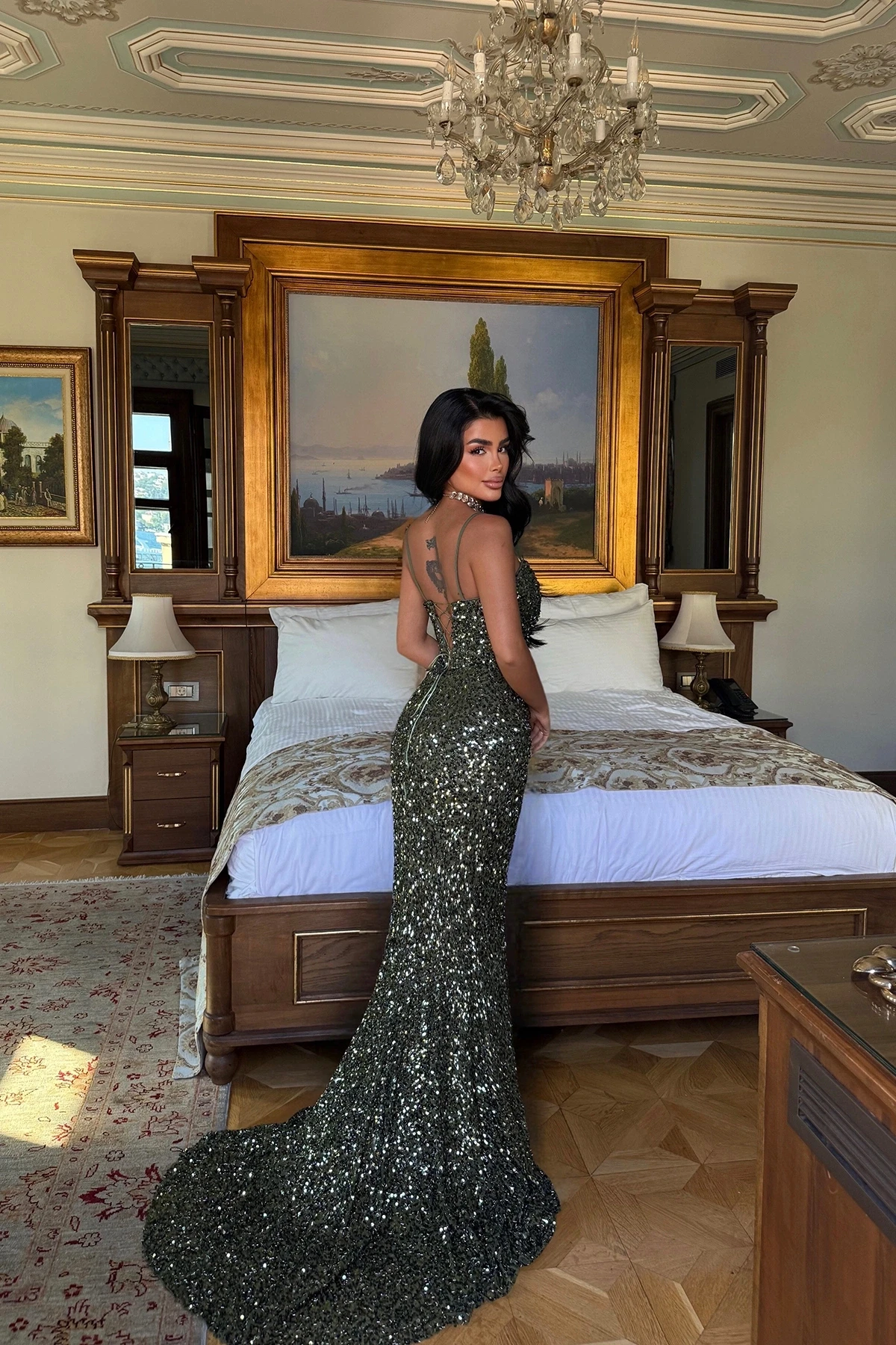 Picture of Green Strapless Long Dress