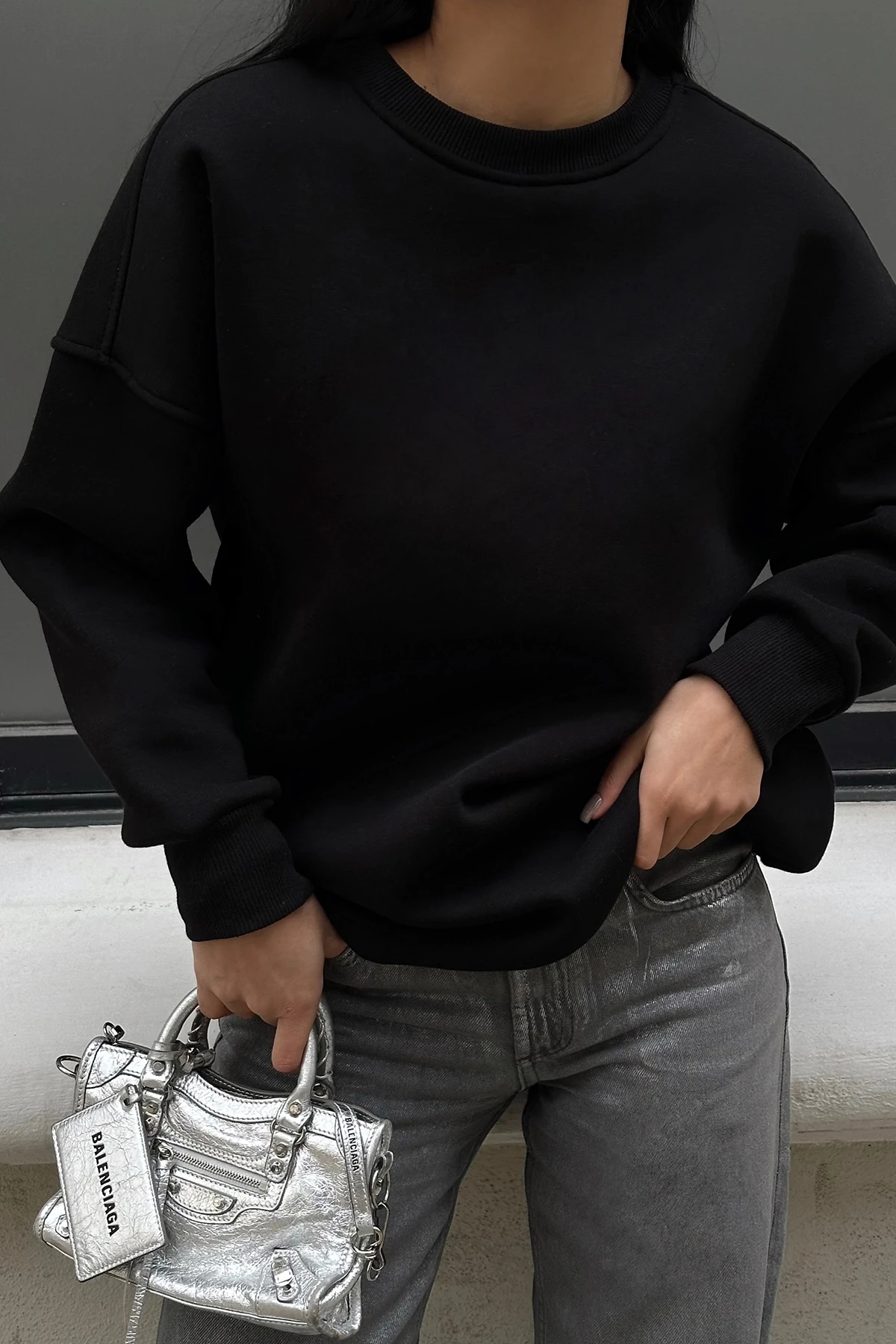 Picture of Black Oversize Back Printed Sweat