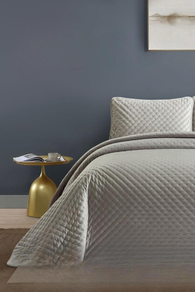 Picture of Bianca Tek Kişilik Lüks Kadife Yatak Örtüsü Gri