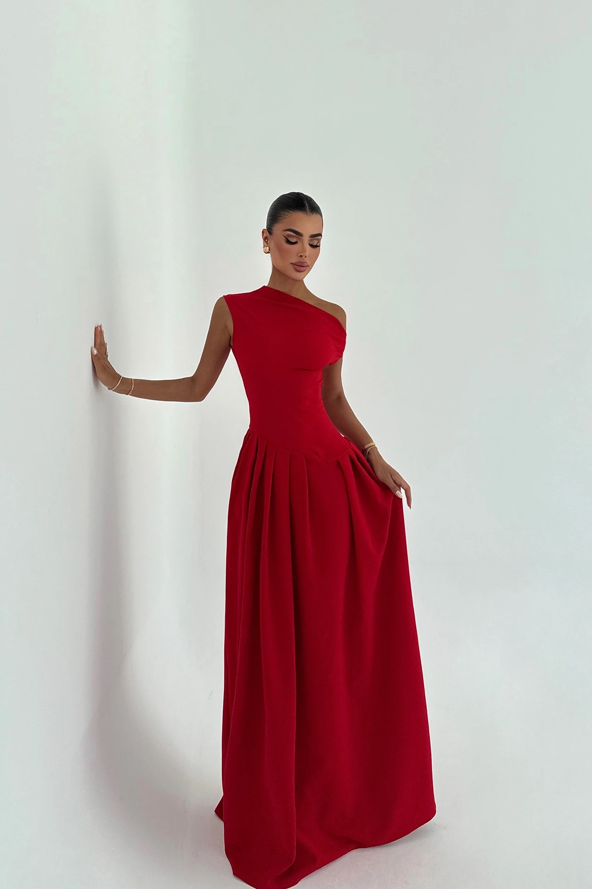 Picture of Red Bimala Boat Neck Dress