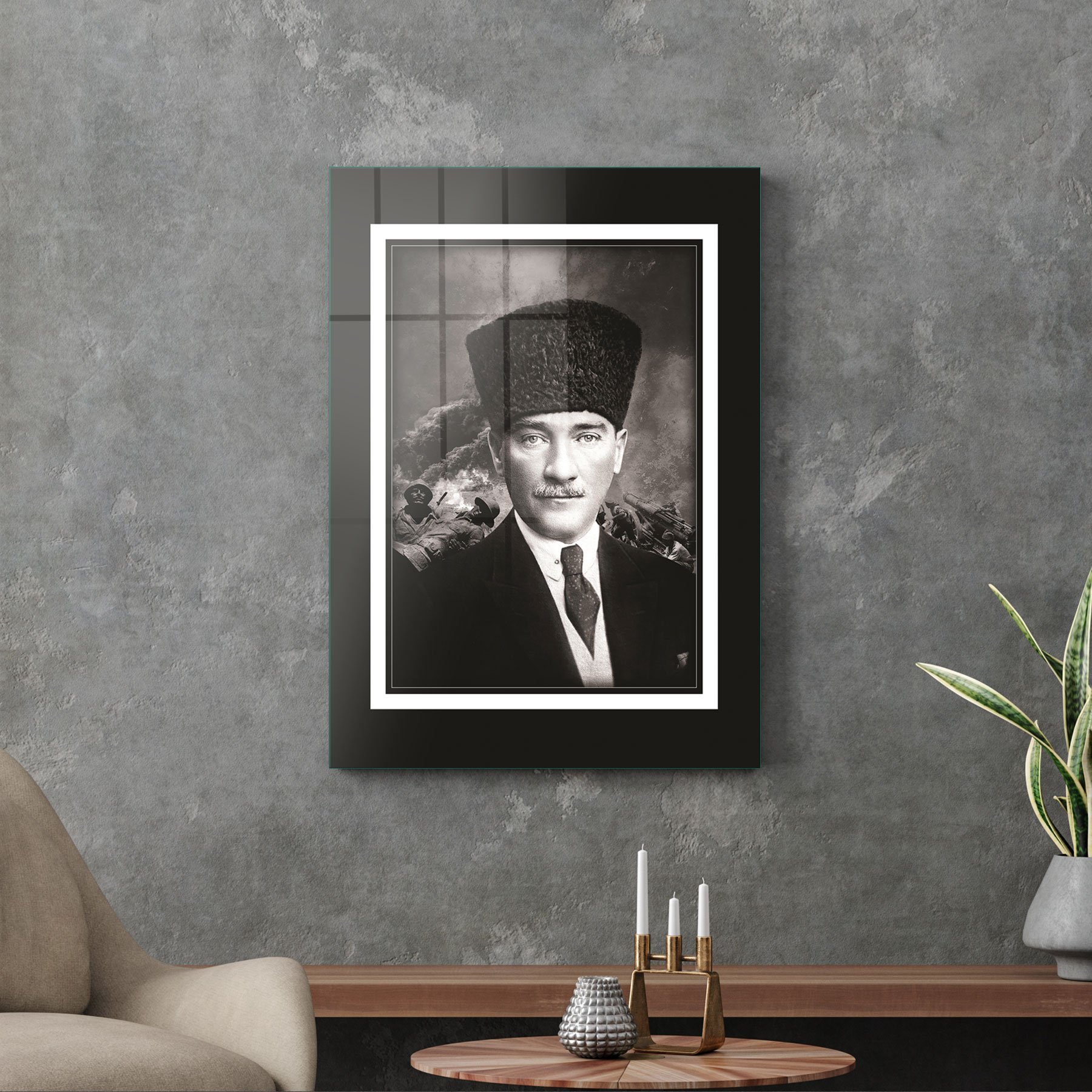 Picture of Decovetro Kalpaklı Atatürk Cam Tablo 70x100 cm