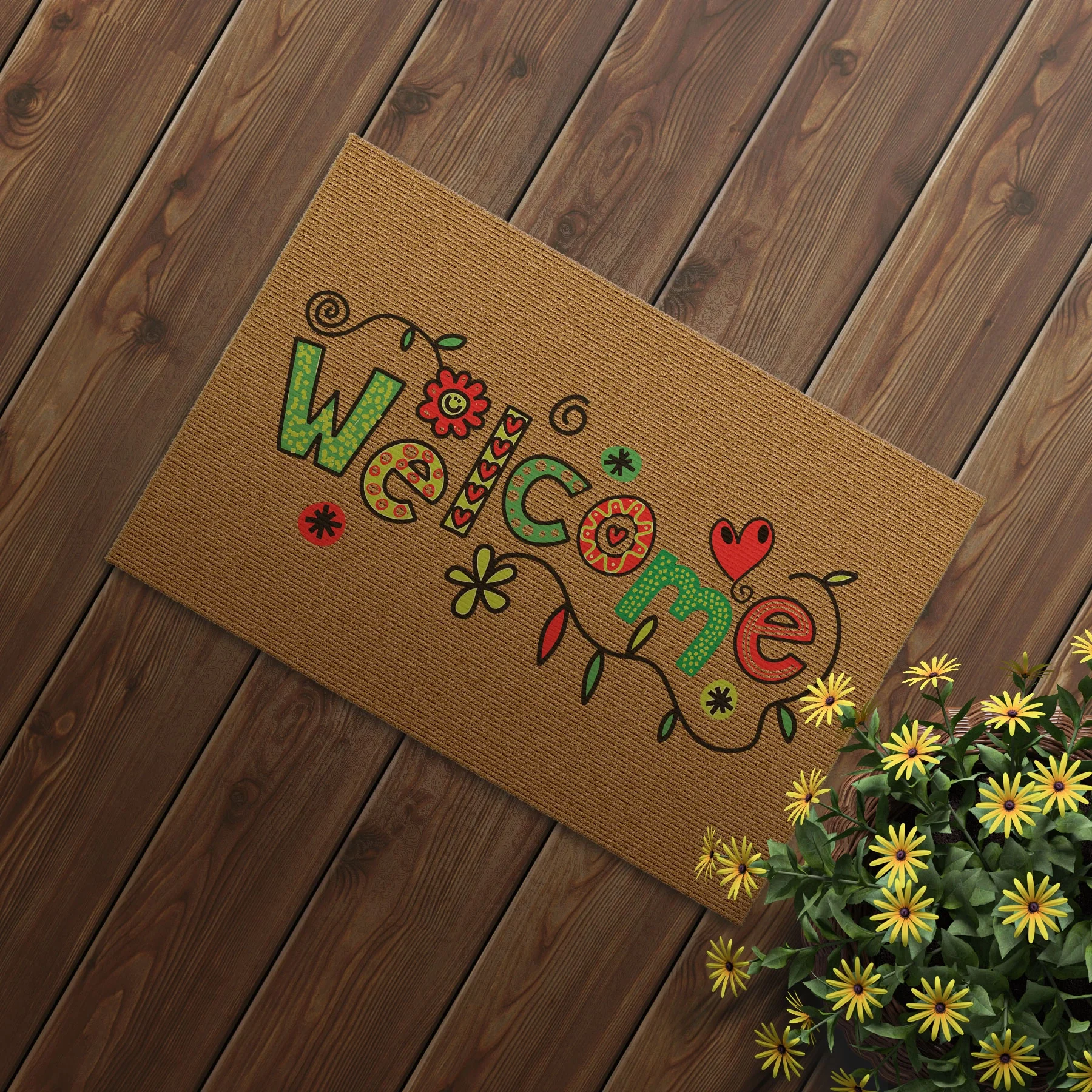 Picture of Decovetro Kapı Önü Halı Paspas Welcome Çiçek Desenli 40 x 60 cm