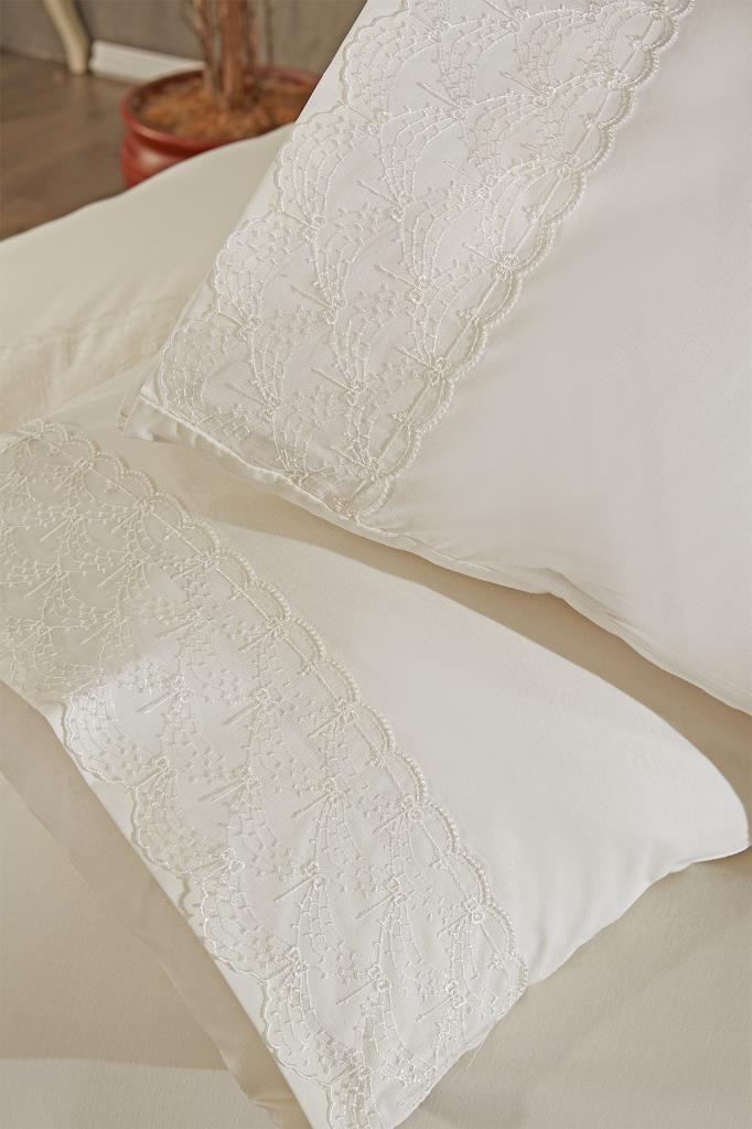 Picture of Fransız Dantelli Serap Çeyizlik Nevresim Takımı Krem