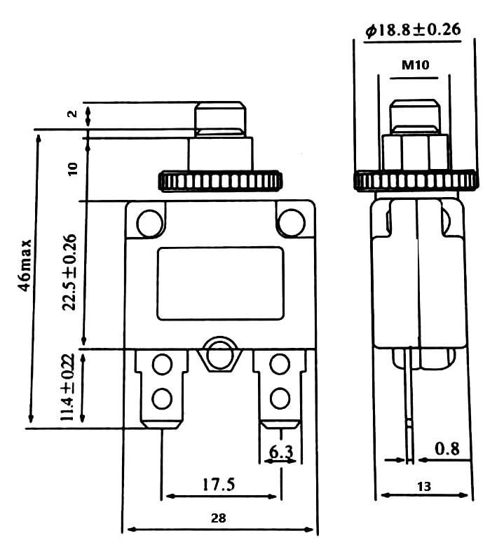 Picture of Resetli Termik Sigorta 12A 32V DC 125/250V AC MT-TERMIKS12