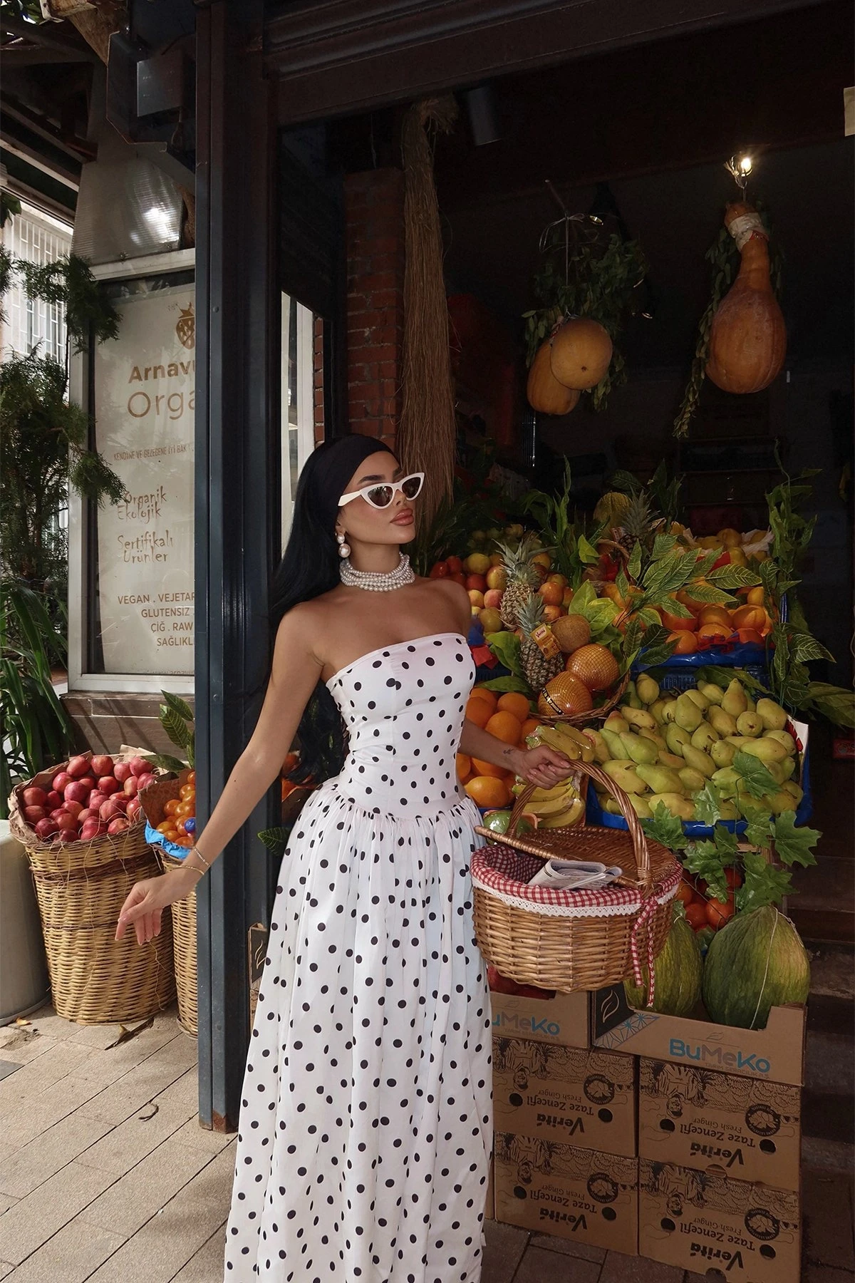 Picture of White Tara Polka Dot Long Dress