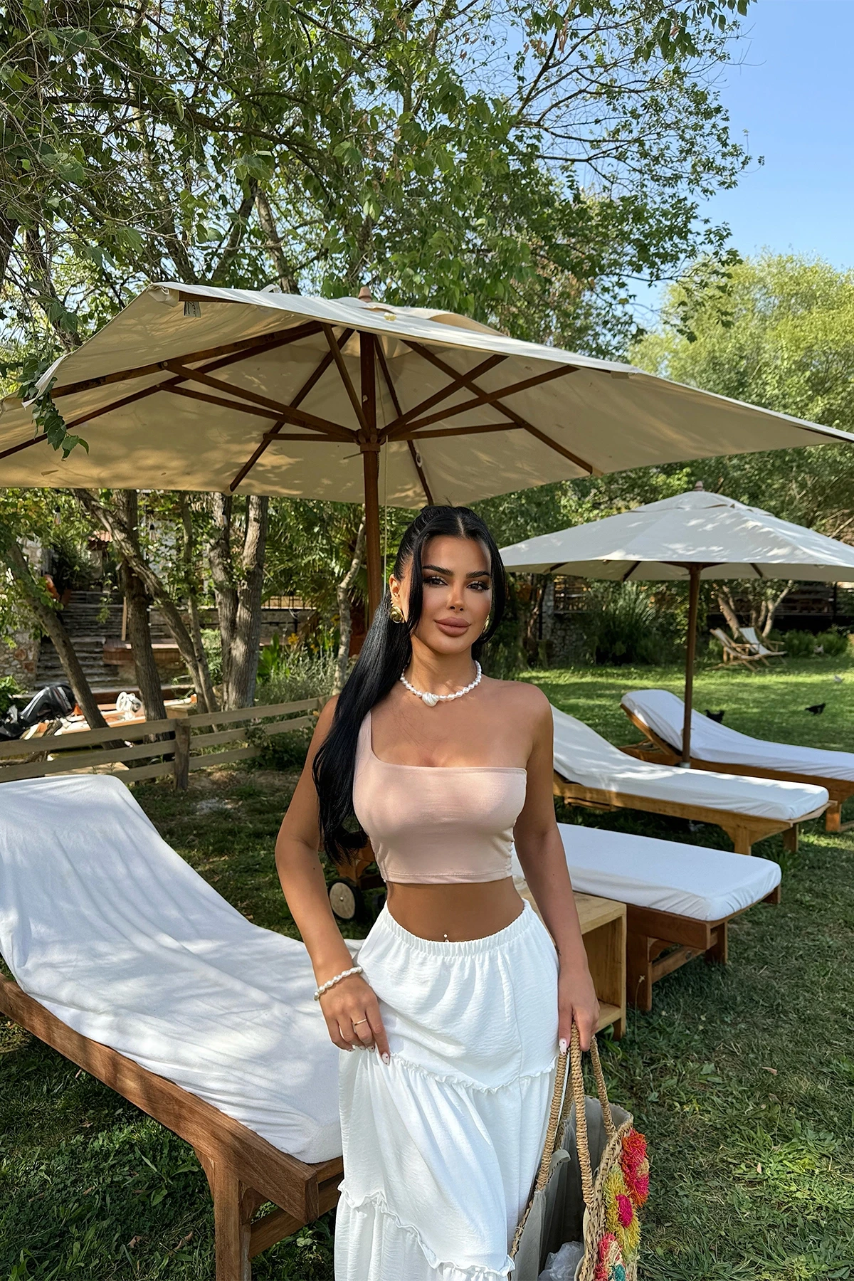 Picture of Tan Strap Detailed Crop Top