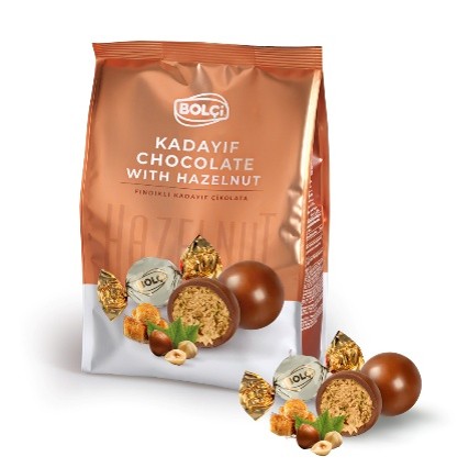 Picture of HAZELNUT KADAYIF FILLED MILK CHOCOLATE TWIST 500g