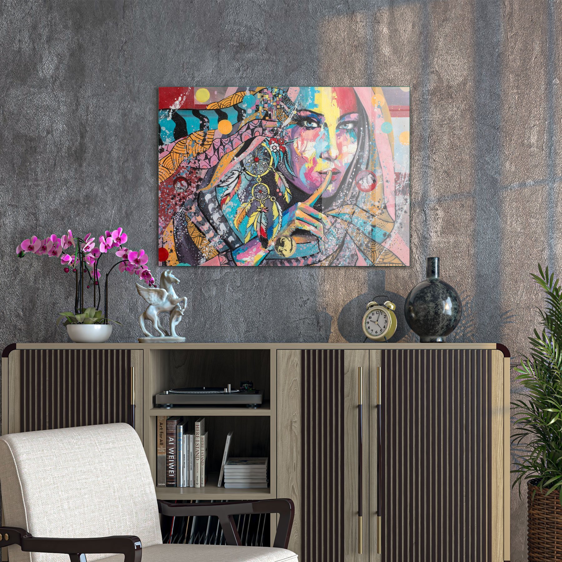 Picture of Decovetro Cam Tablo Pop Art Colour Woman 70x100 cm