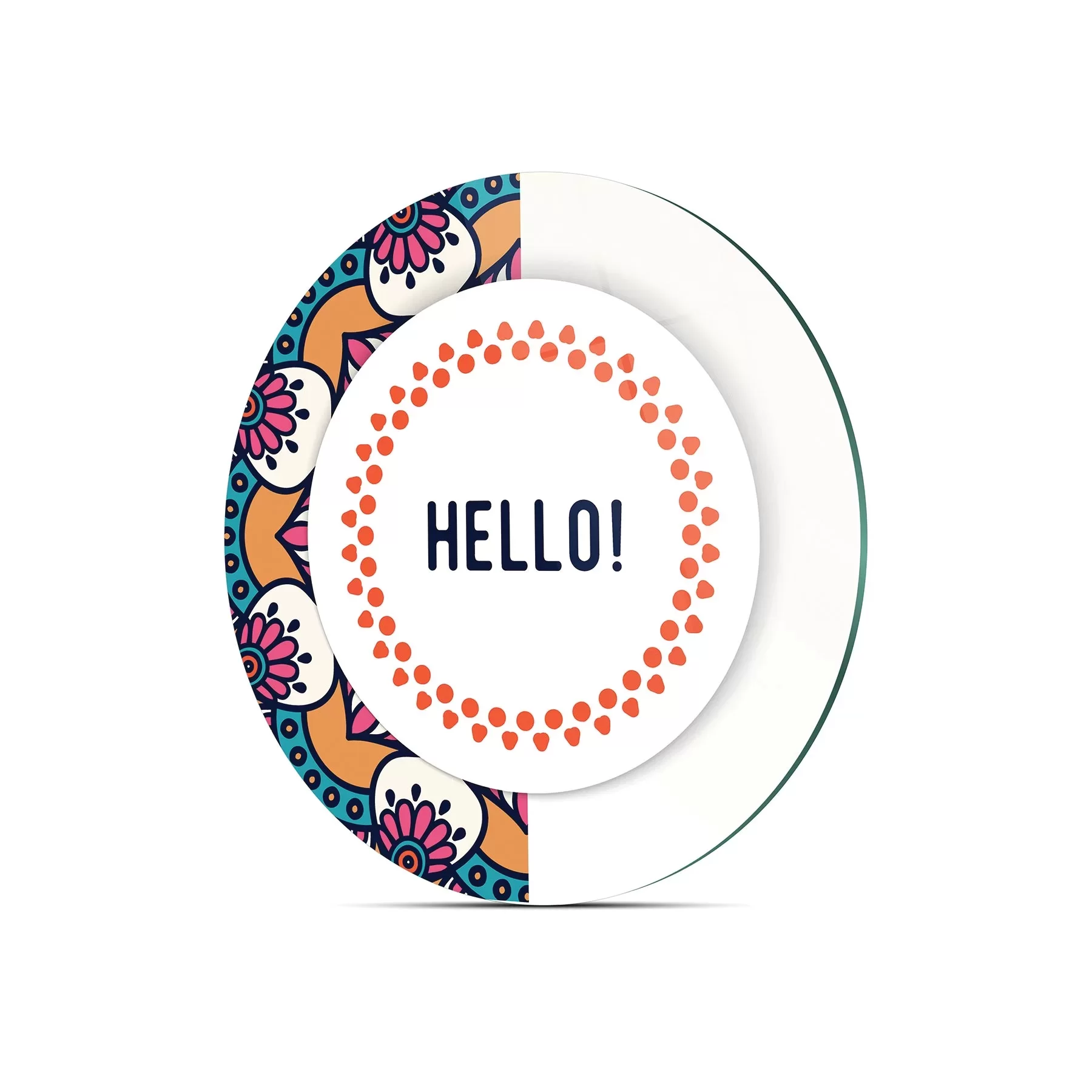Picture of Decovetro Cam Kesme Tahtası ve Sunumluk Yuvarlak Hello Desenli 30x30 Cm