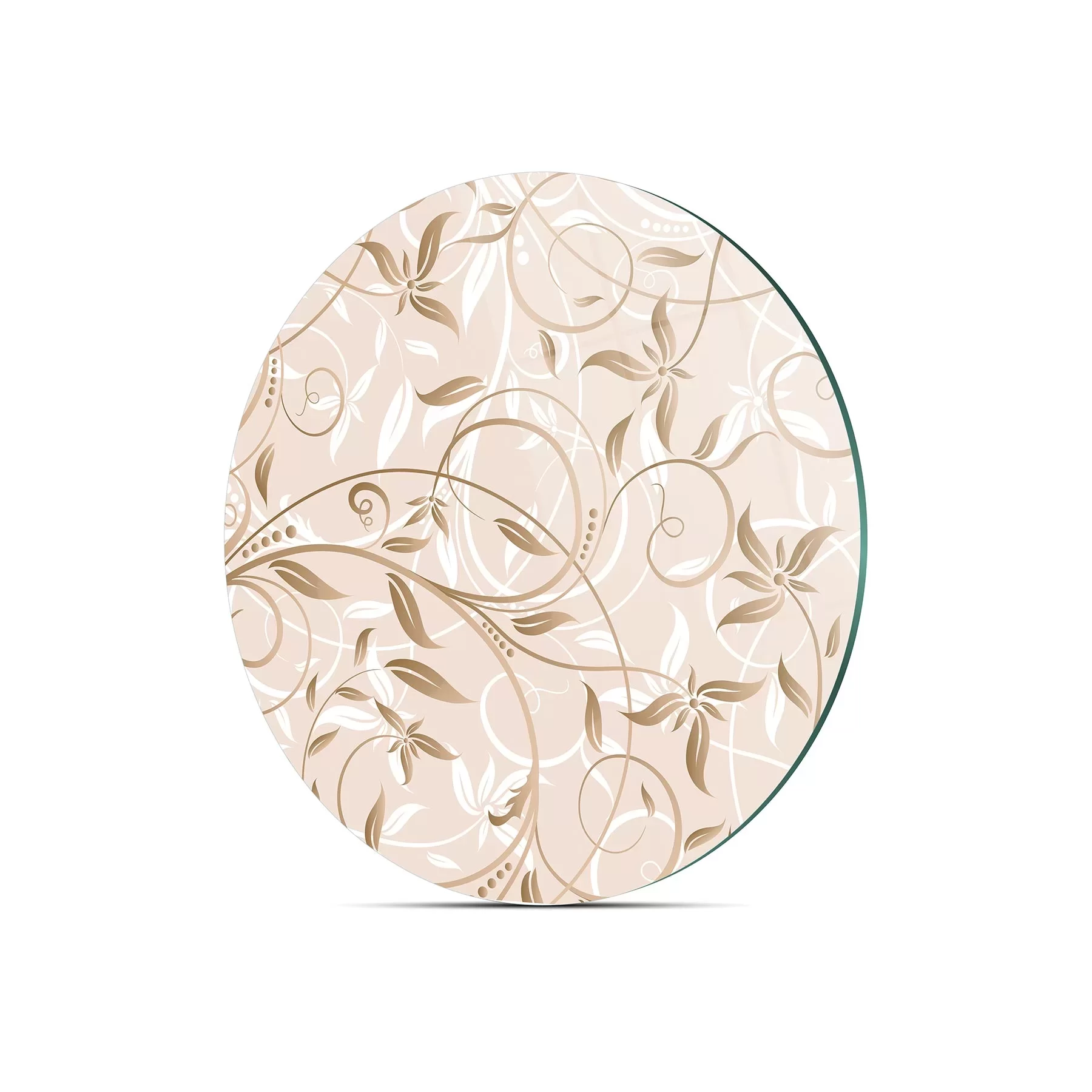 Picture of Decovetro Cam Kesme Tahtası ve Sunumluk Yuvarlak Kahve Sarmaşık Desenli 30x30 Cm