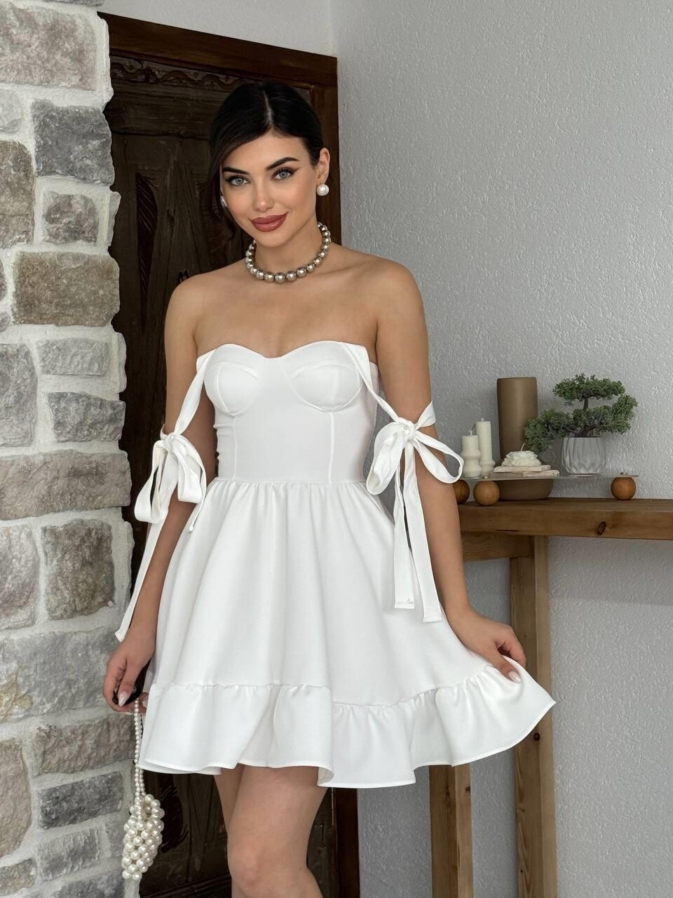 Picture of İP ASKILI BAĞLAMALI ATLAS ELBİSE