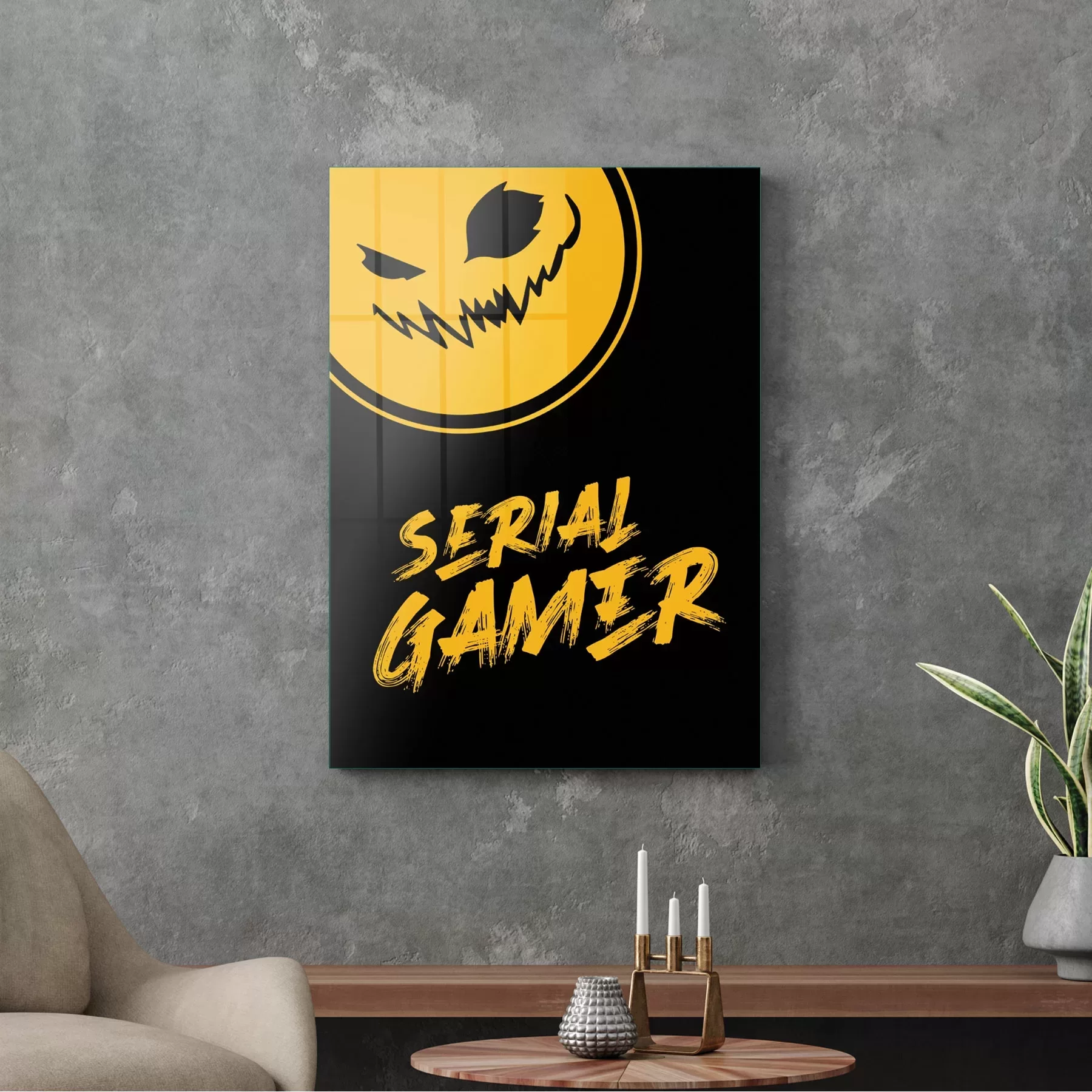 Picture of Decovetro Cam Tablo Turuncu Serial Gamer Yazılı 50x70 cm