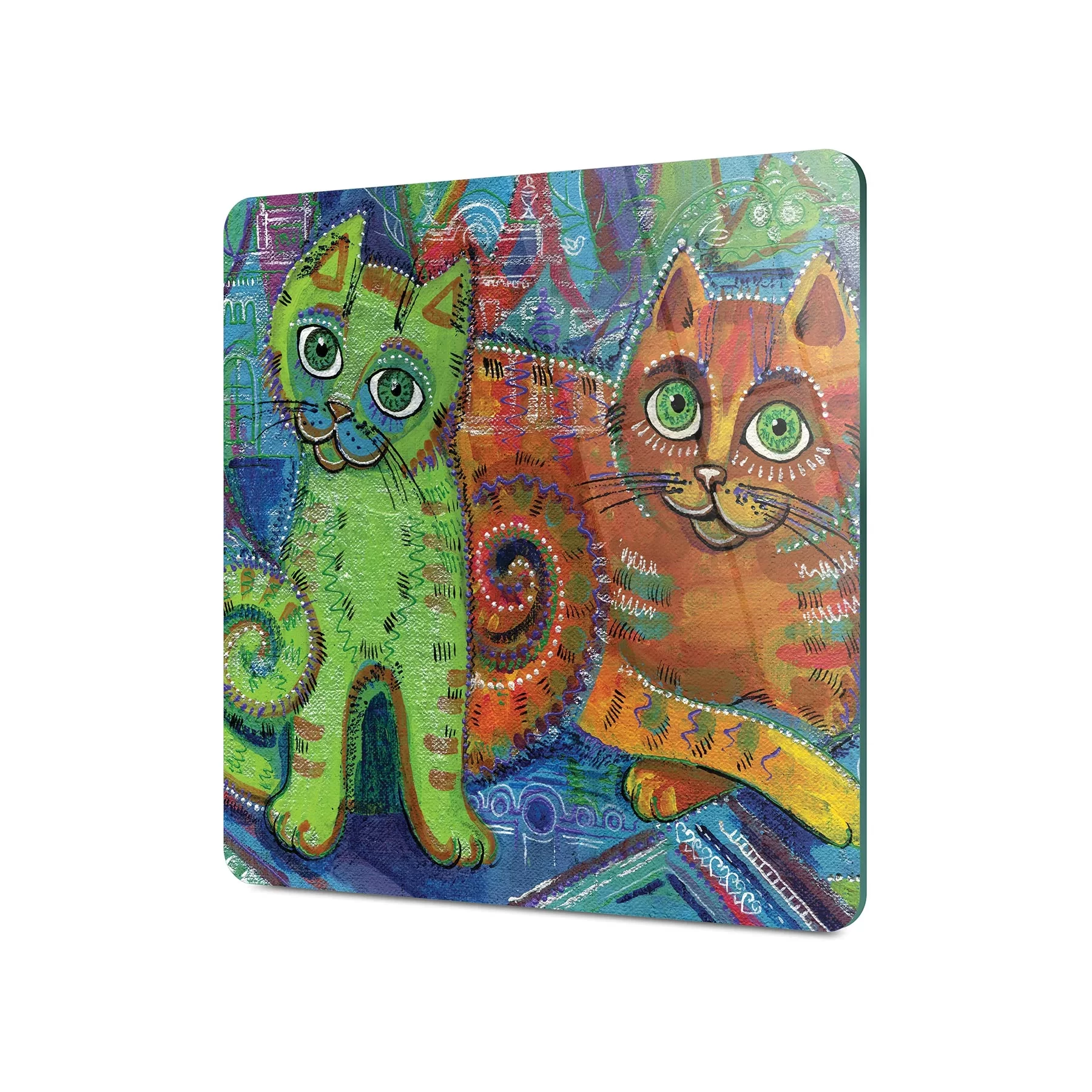 Picture of Decovetro Cam Kesme Tahtası ve Sunumluk Kare Kedi Desenli 30x30 Cm