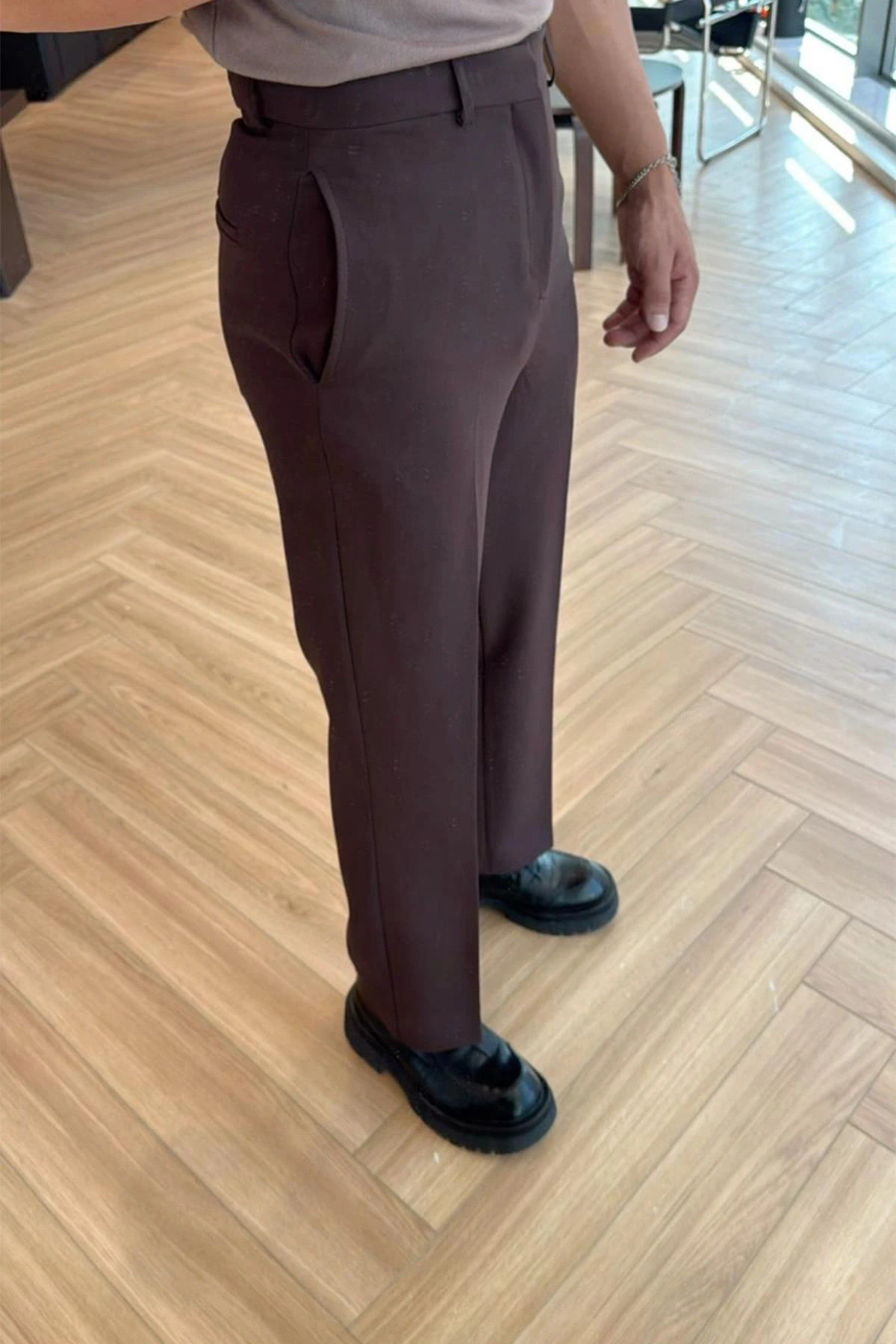 Picture of Brown Palazzo High-Waisted Trousers
