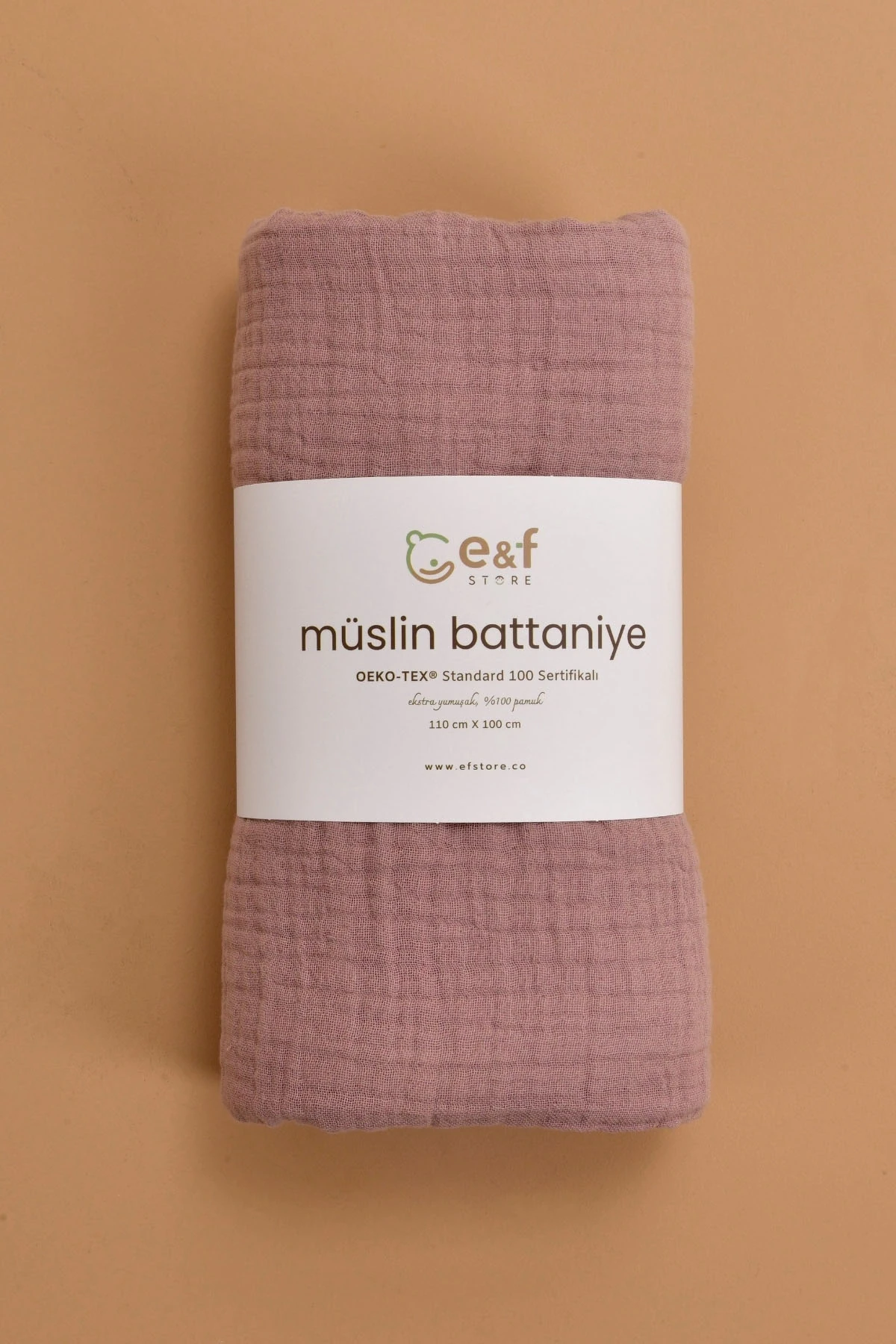 Picture of İkinci Şans - 4 Katlı Organik Müslin Bebek Battaniyesi - Gül Kurusu