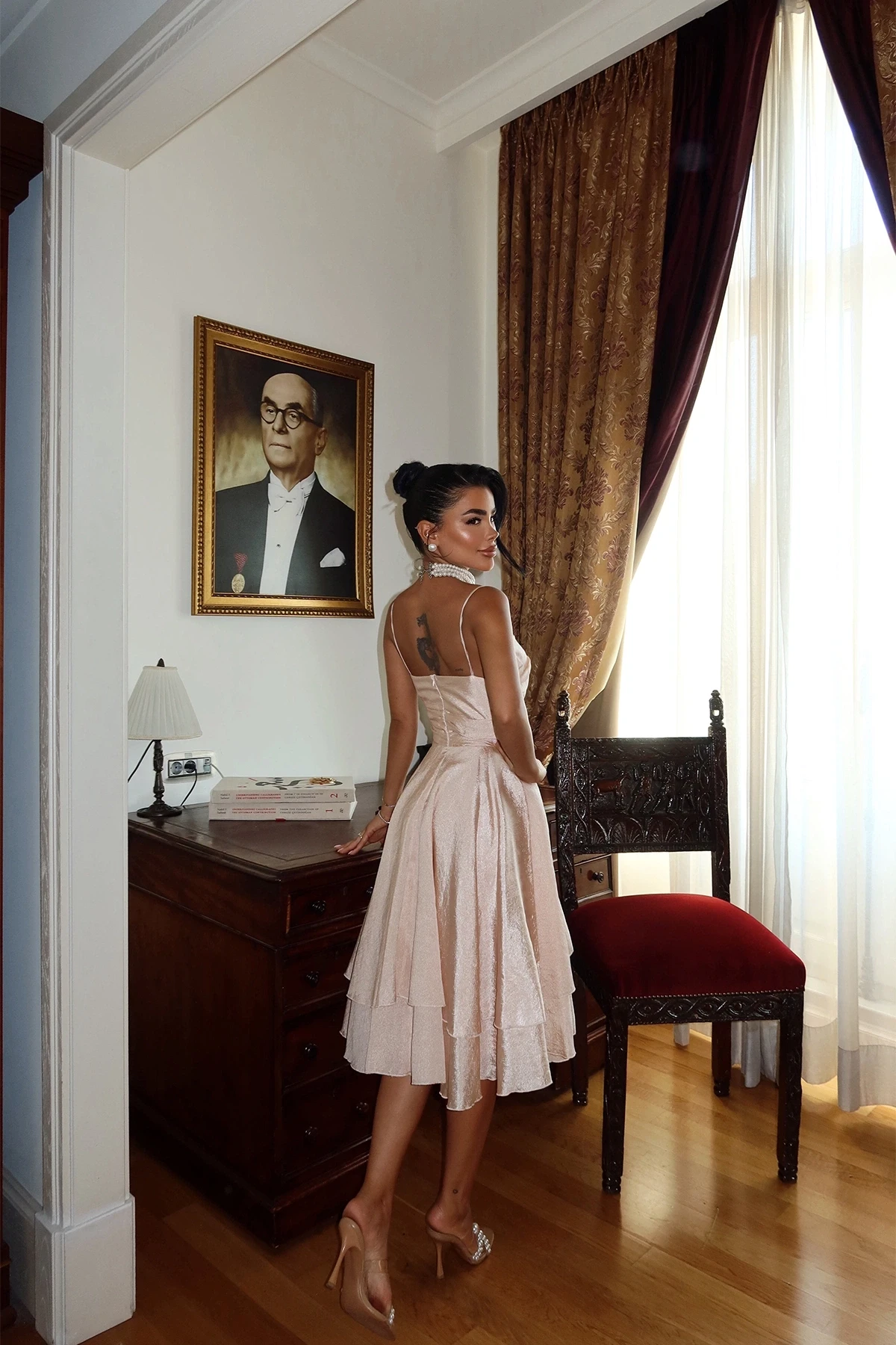 Picture of Beige Window Detail Mini Dress