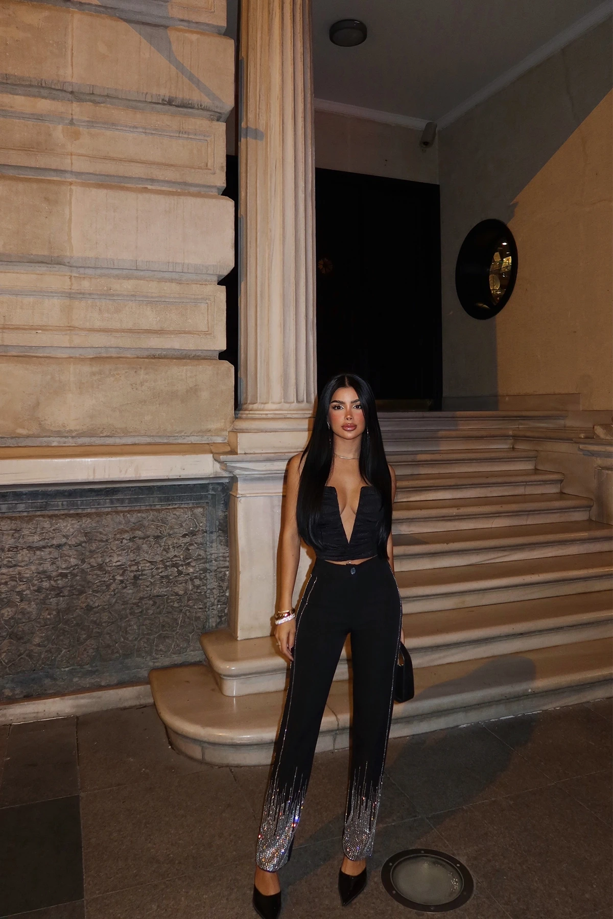 Picture of Black Peta Stone Glitter Pants