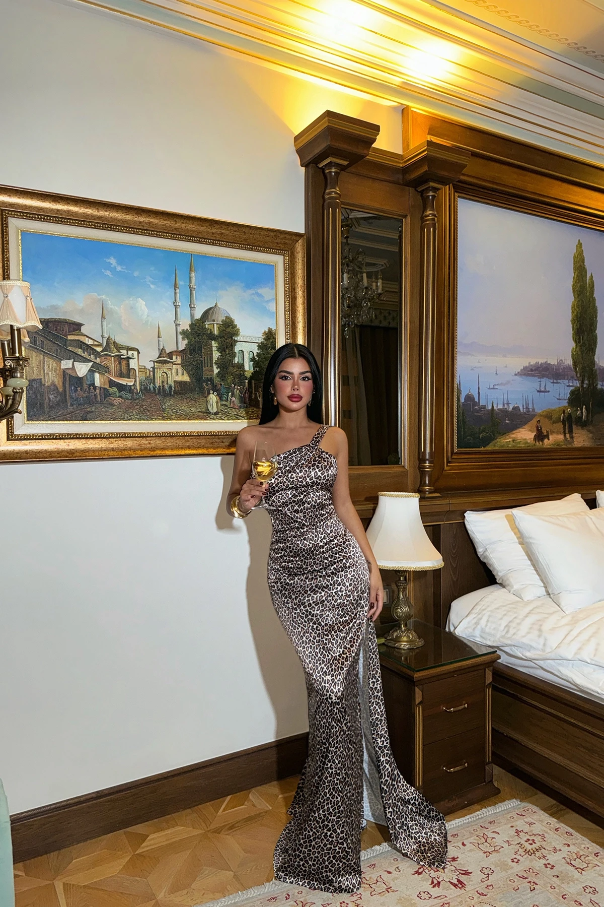 Picture of Leopard Pattern Deep Slit Dress