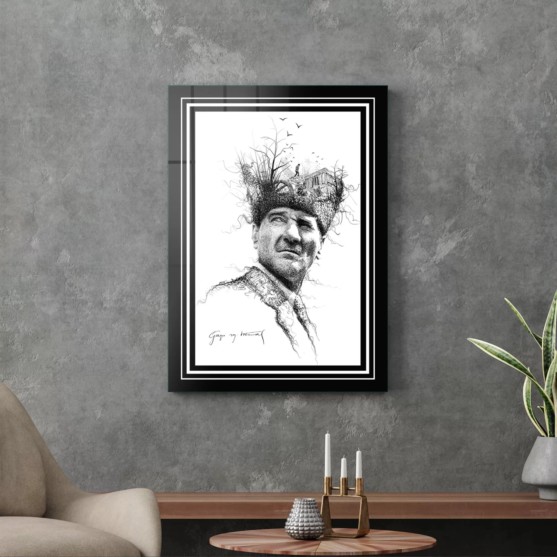 Picture of Decovetro Cam Tablo Gazi Mustafa Kemal 30x40 cm