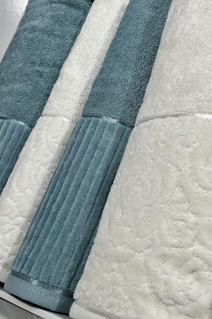 Picture of Sevgi Hamam Takımı 4 Parça Krem - Petrol