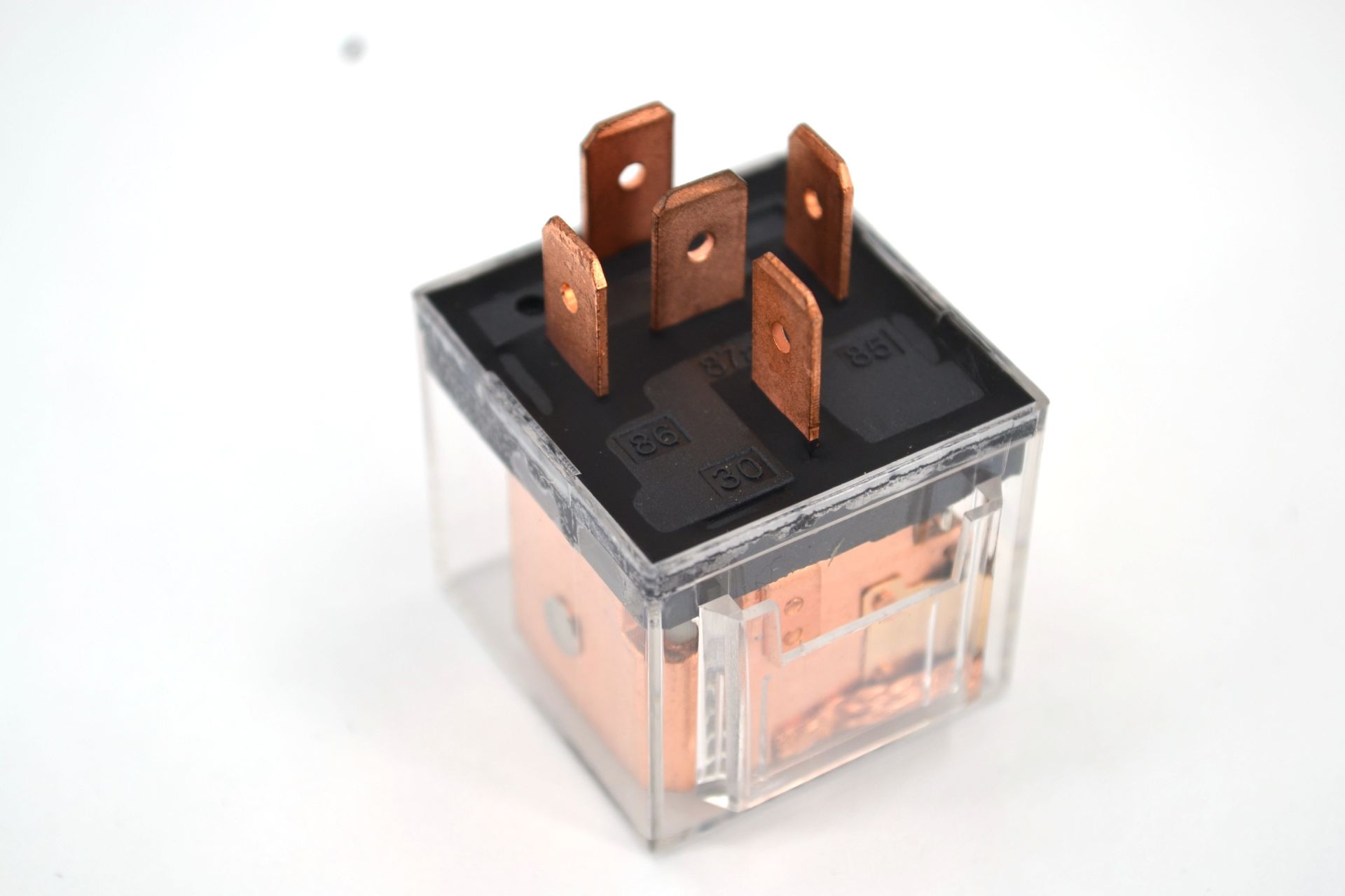 Picture of Şeffaf Mini Röle 5 Fişli Kırmızı Ledli 12V 50/60A Çift Platin Su Geçirmez