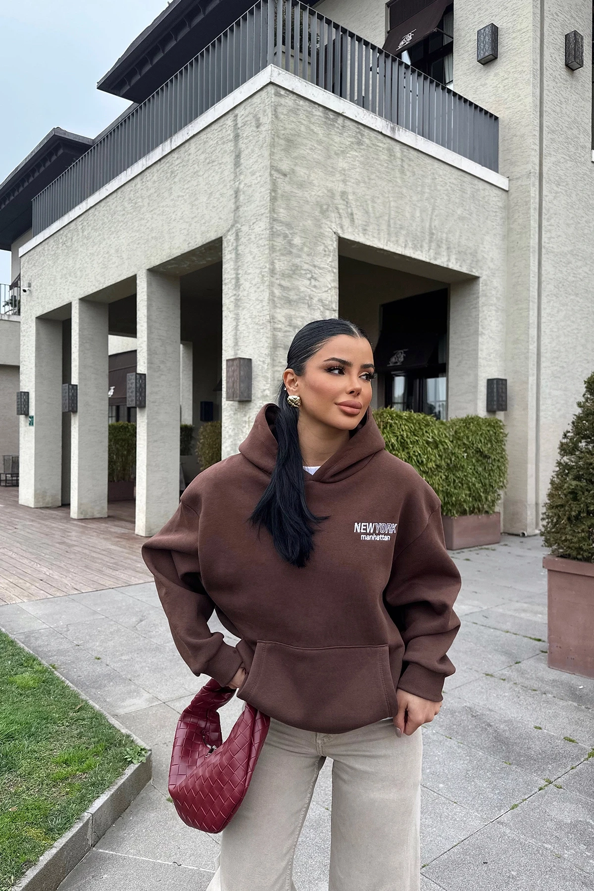 Picture of Brown New York  Hooded Sweat