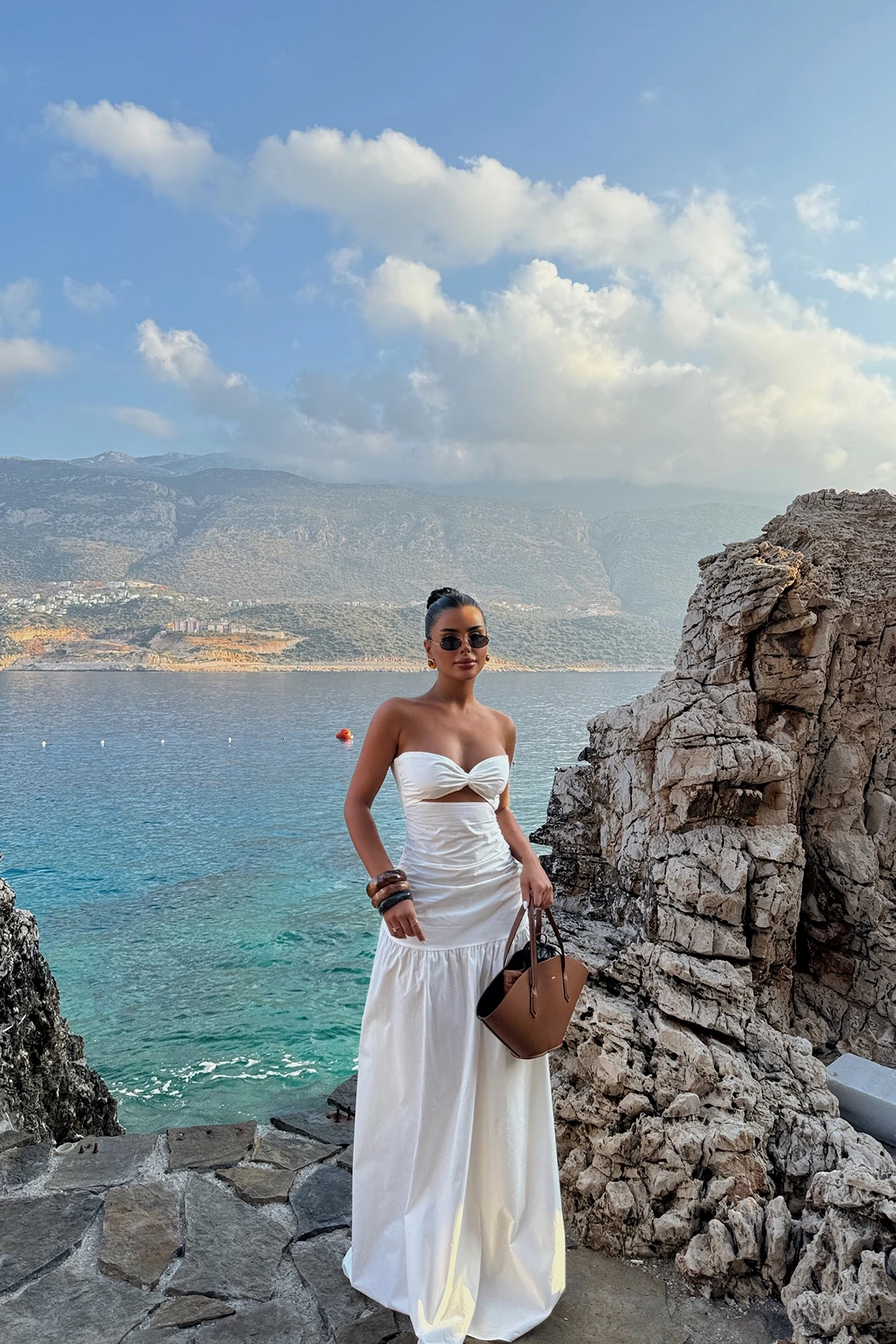 Picture of White Eldoris Strapless Dress