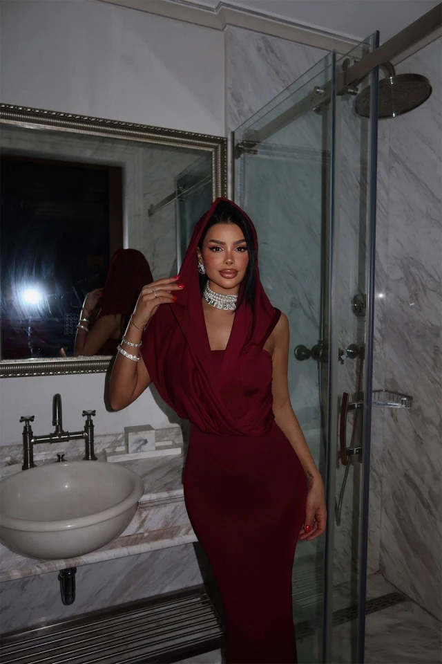 Picture of Claret Red Basic Long Dress