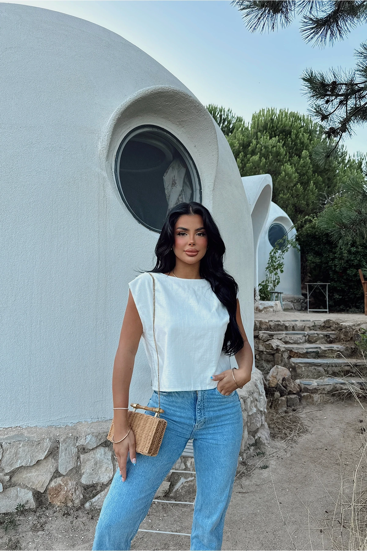 Picture of White Bow Detail Crop Top