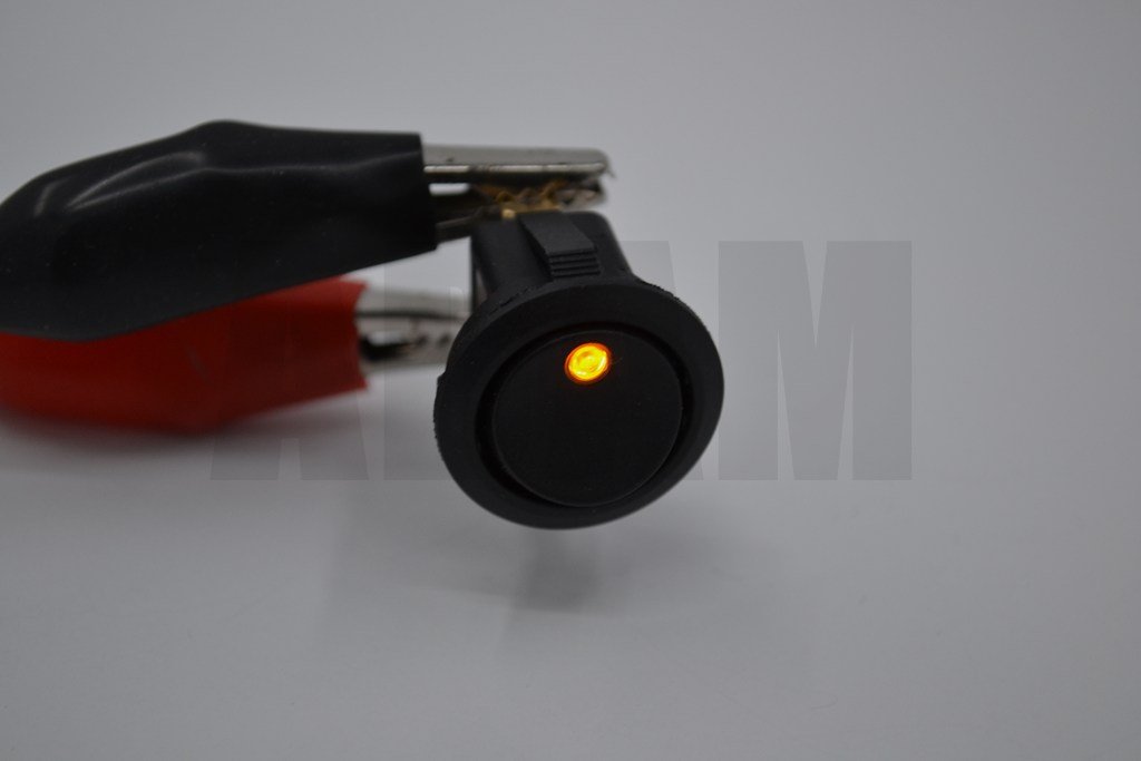 Picture of Yuvarlak Sarı Ledli Elektrik Anahtarı 1-0 Işıklı Rocker 12V