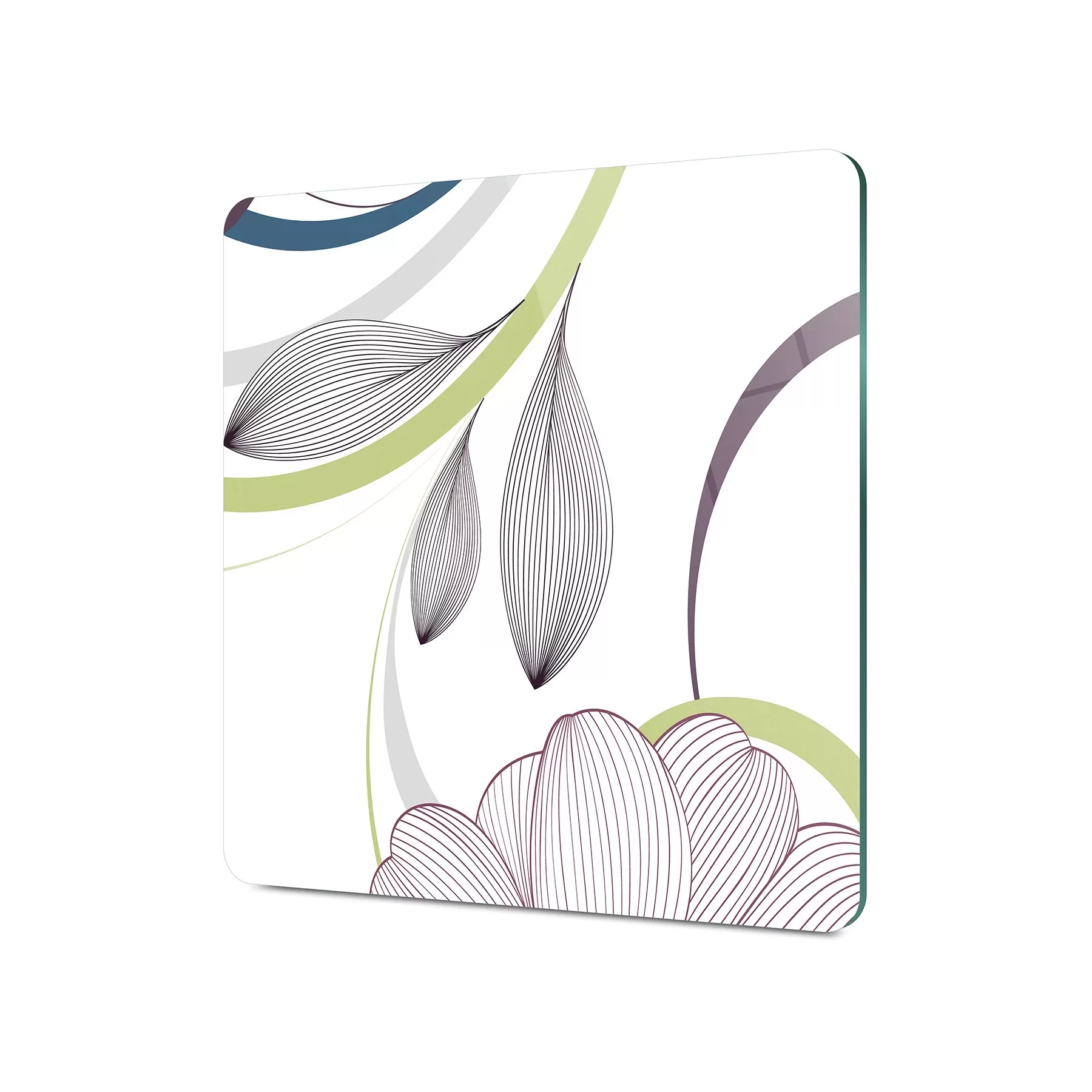 Picture of Decovetro Cam Kesme Tahtası ve Sunumluk Kare Çizgi Çiçek Desenli 30x30 Cm