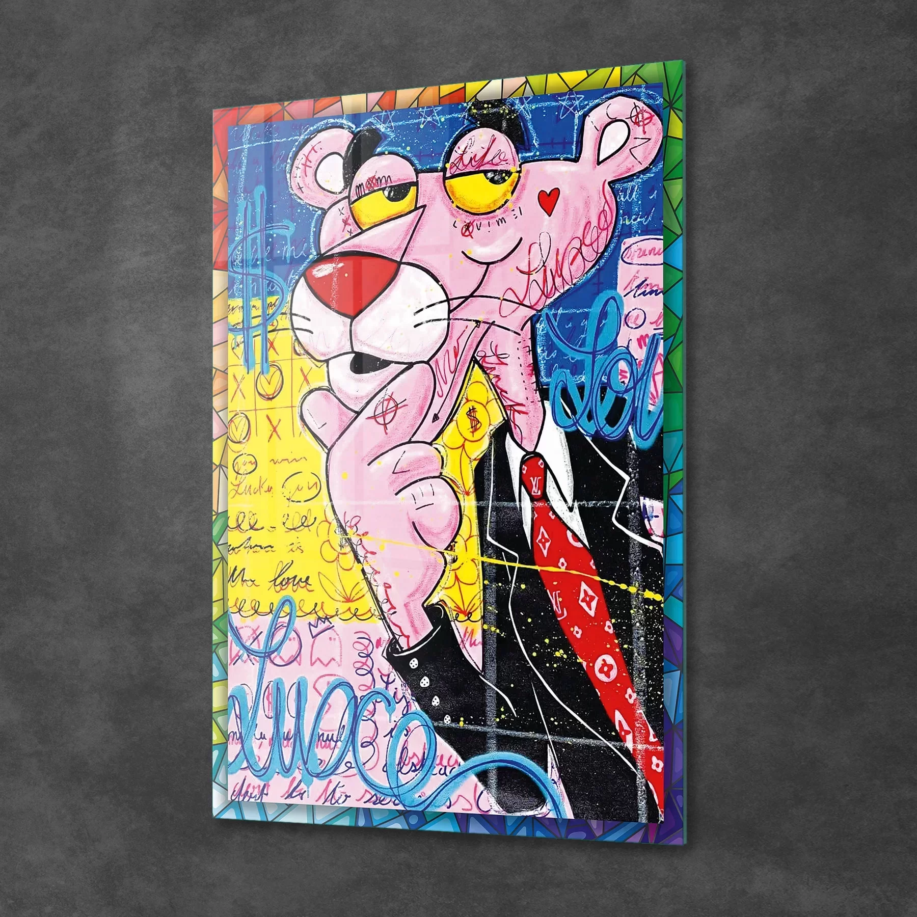 Picture of Decovetro Cam Tablo Pop Art Pembe Panter 50x70 cm