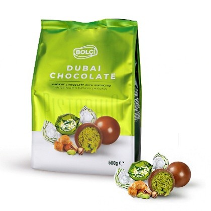 Picture of PISTACHIO KADAYIF FILLED MILK CHOCOLATE TWIST 500g