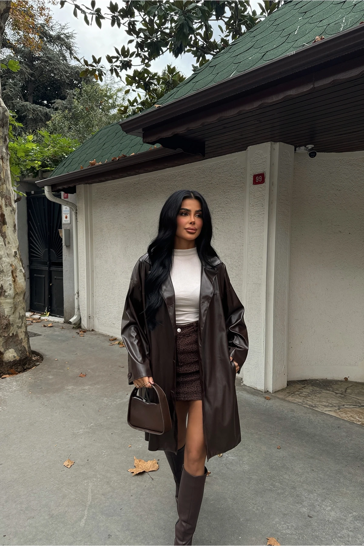 Picture of Brown Leather Trench Coat