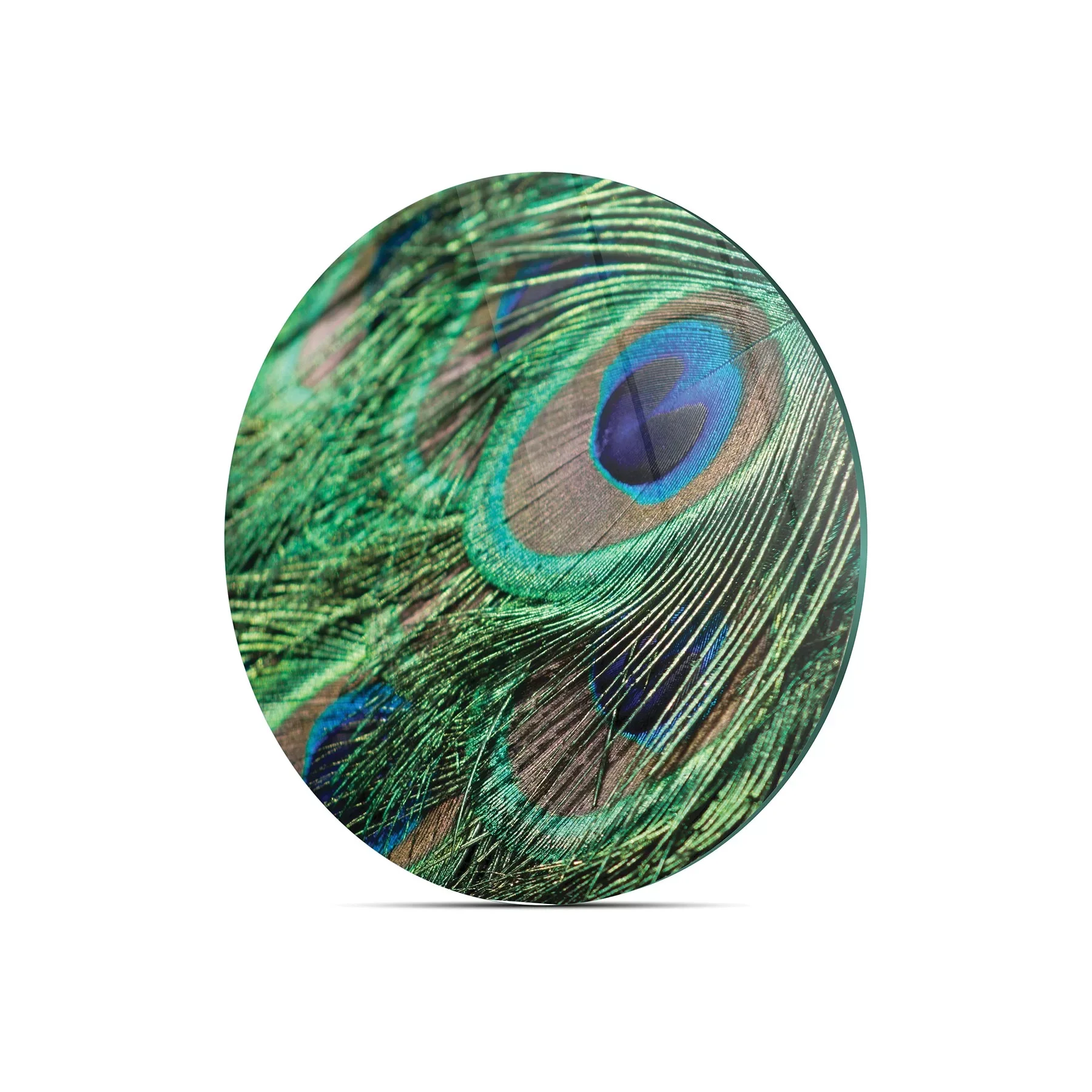 Picture of Decovetro Cam Kesme Tahtası ve Sunumluk Yuvarlak Tüy Desenli 30x30 Cm