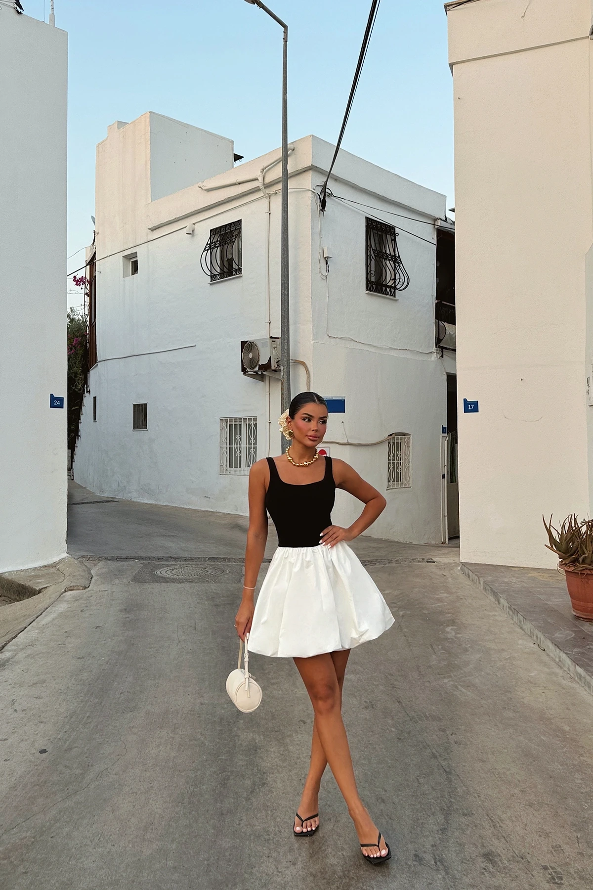 Picture of Lena Black Square Neck Balloon Dress